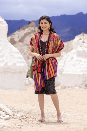 Printed Shawl with Aari Embroidery for Women - Pasiley Motifs