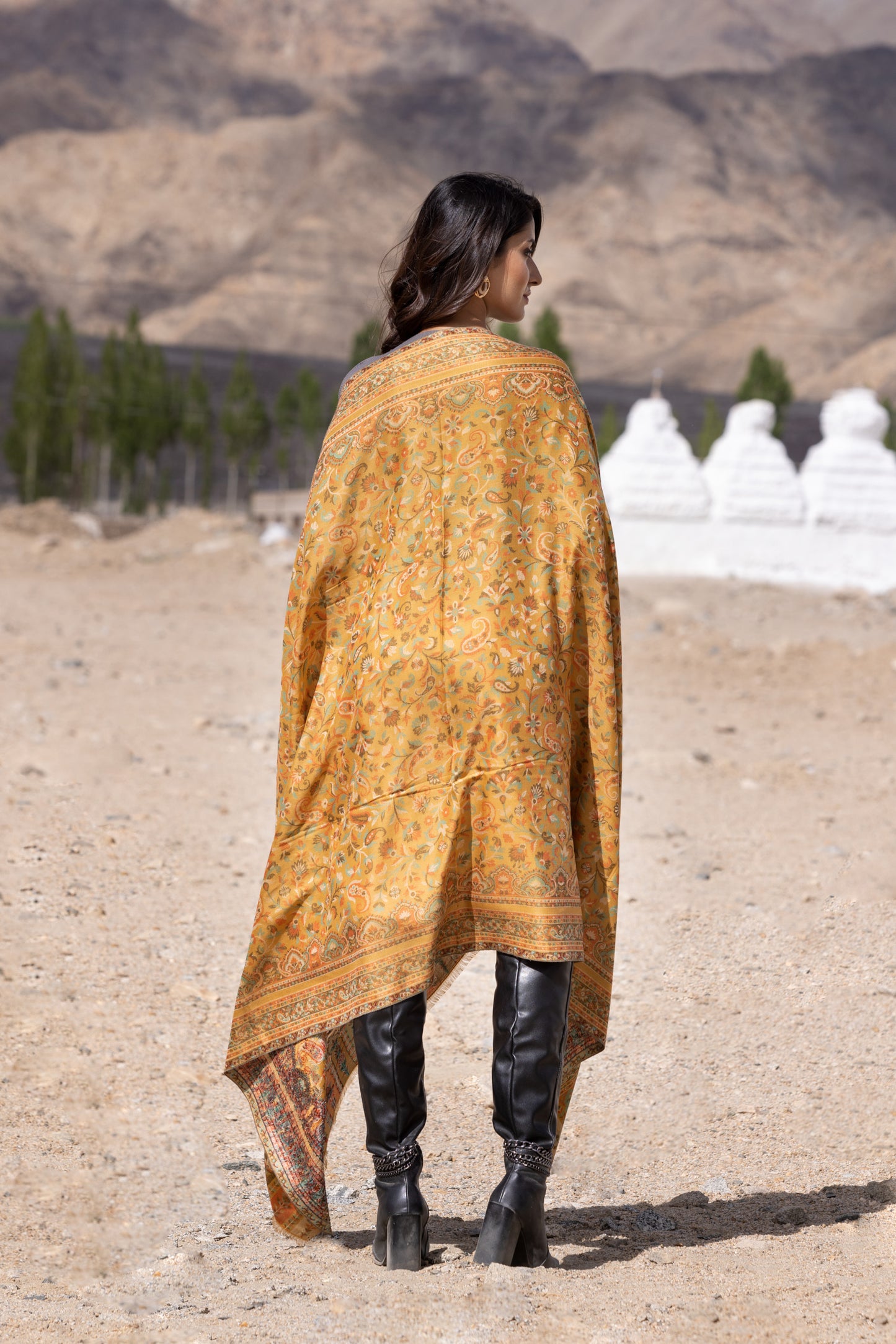 Traditional Bamboo Modal Yellow Kani Shawl for Women