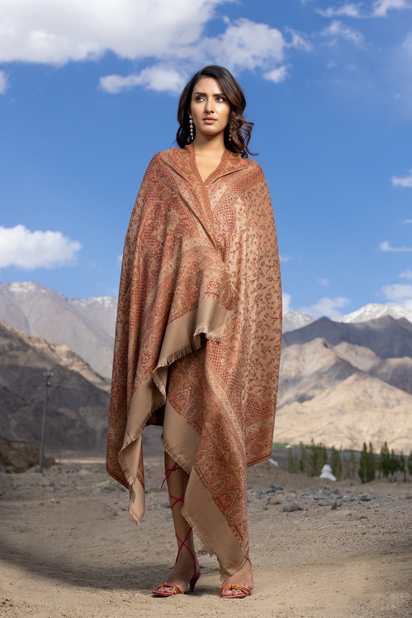 Women's Traditional Pashmina Faux Shawl- Bare Beauty