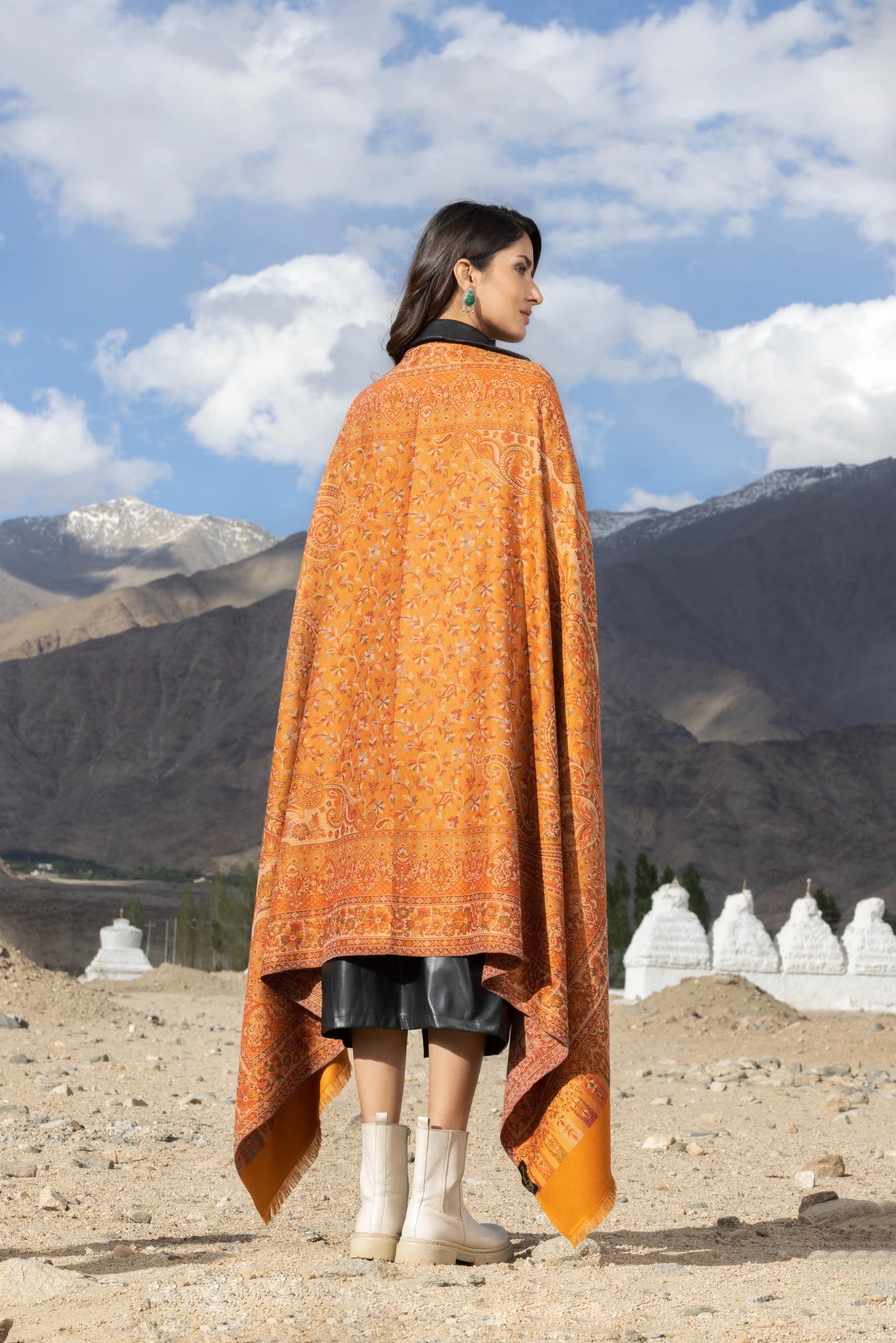 Women's Traditional Faux Pashmina Shawl- Mellow Mustard | Extra Soft & Lightweight