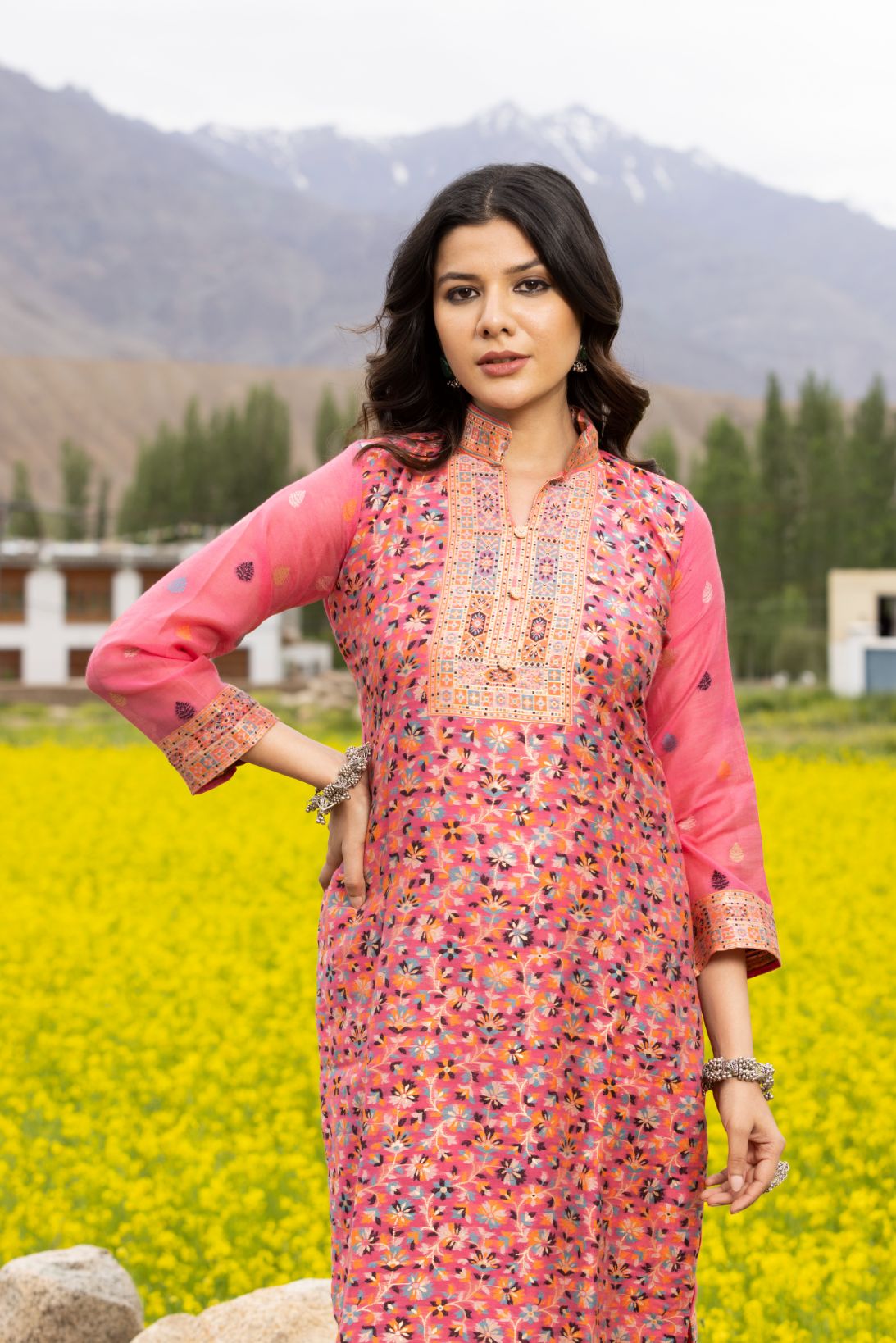 Traditional Kani Zari Suit For Women (Unstitched) - Romantic Pink