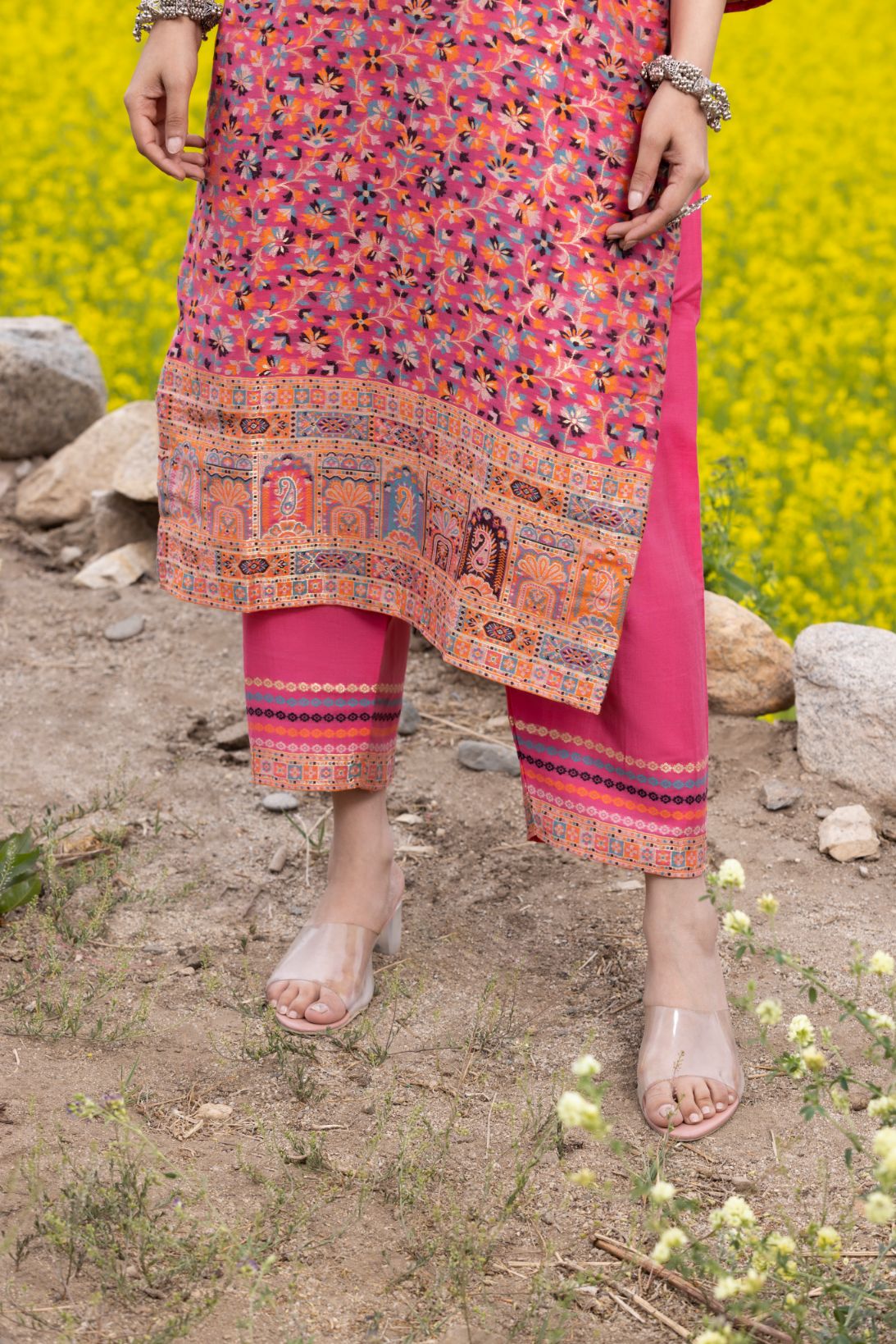 Traditional Kani Zari Suit For Women (Unstitched) - Romantic Pink