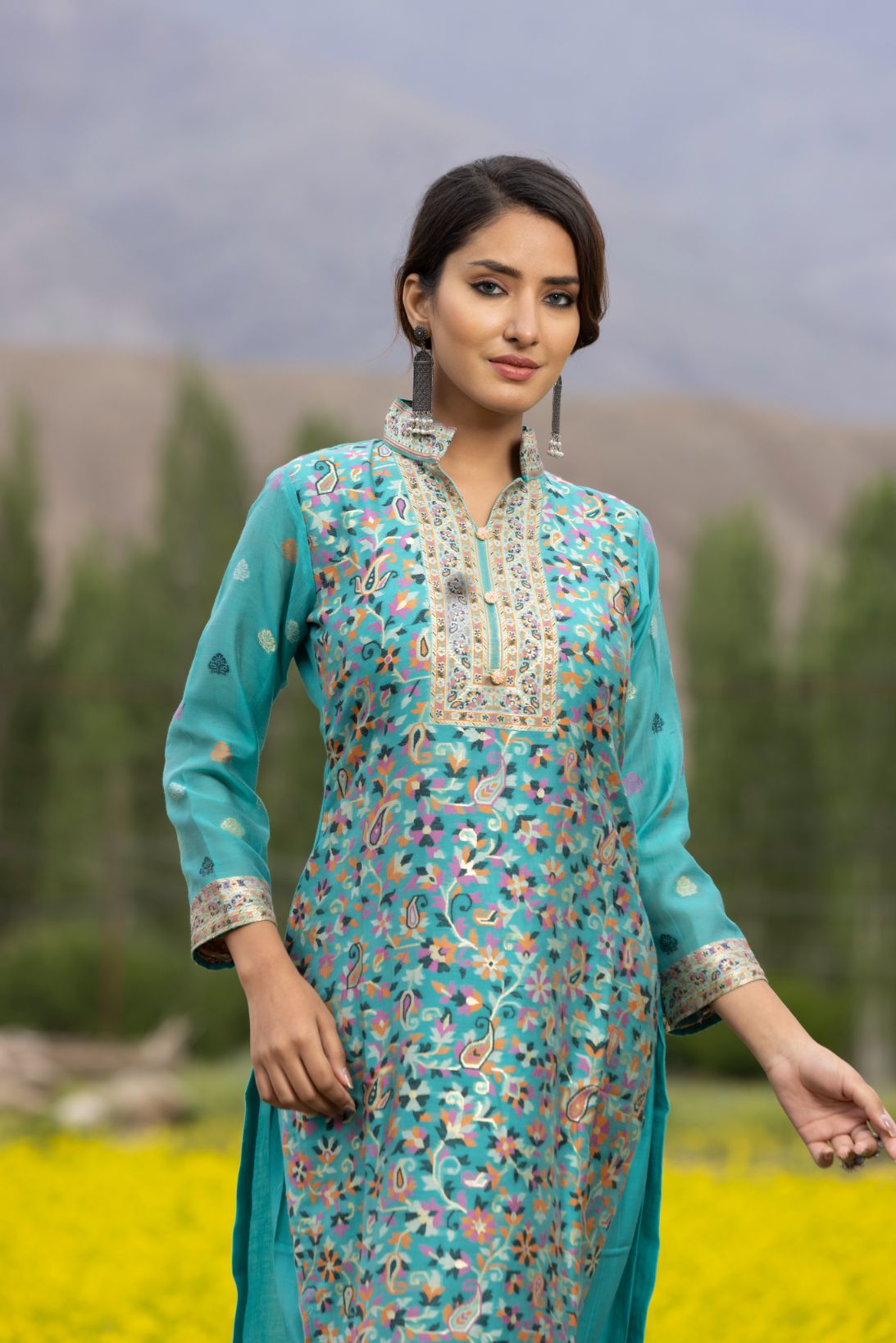 Traditional Kani Zari Suit For Women (Unstitched) - Ink Blue