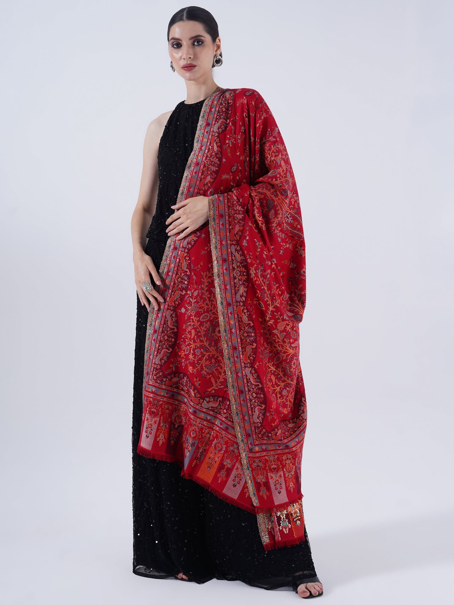 POLY FINE SHAWL FOR WOMEN'S with ZARI & FULL LENGTH