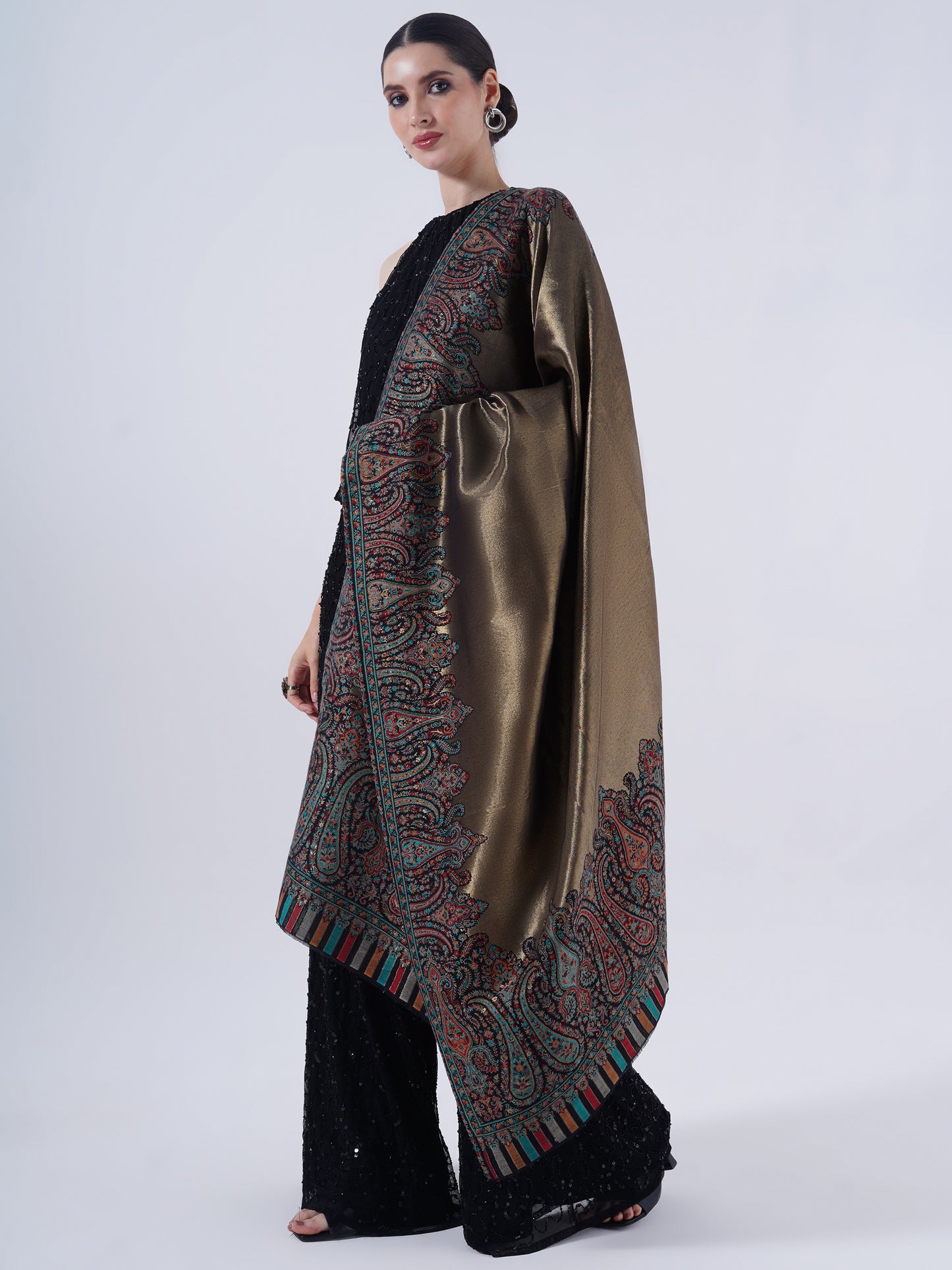 WOMEN'S COTTON BLEND SOFT SHAWL WITH ZARI AND FULL SIZE EXTRA LENTH