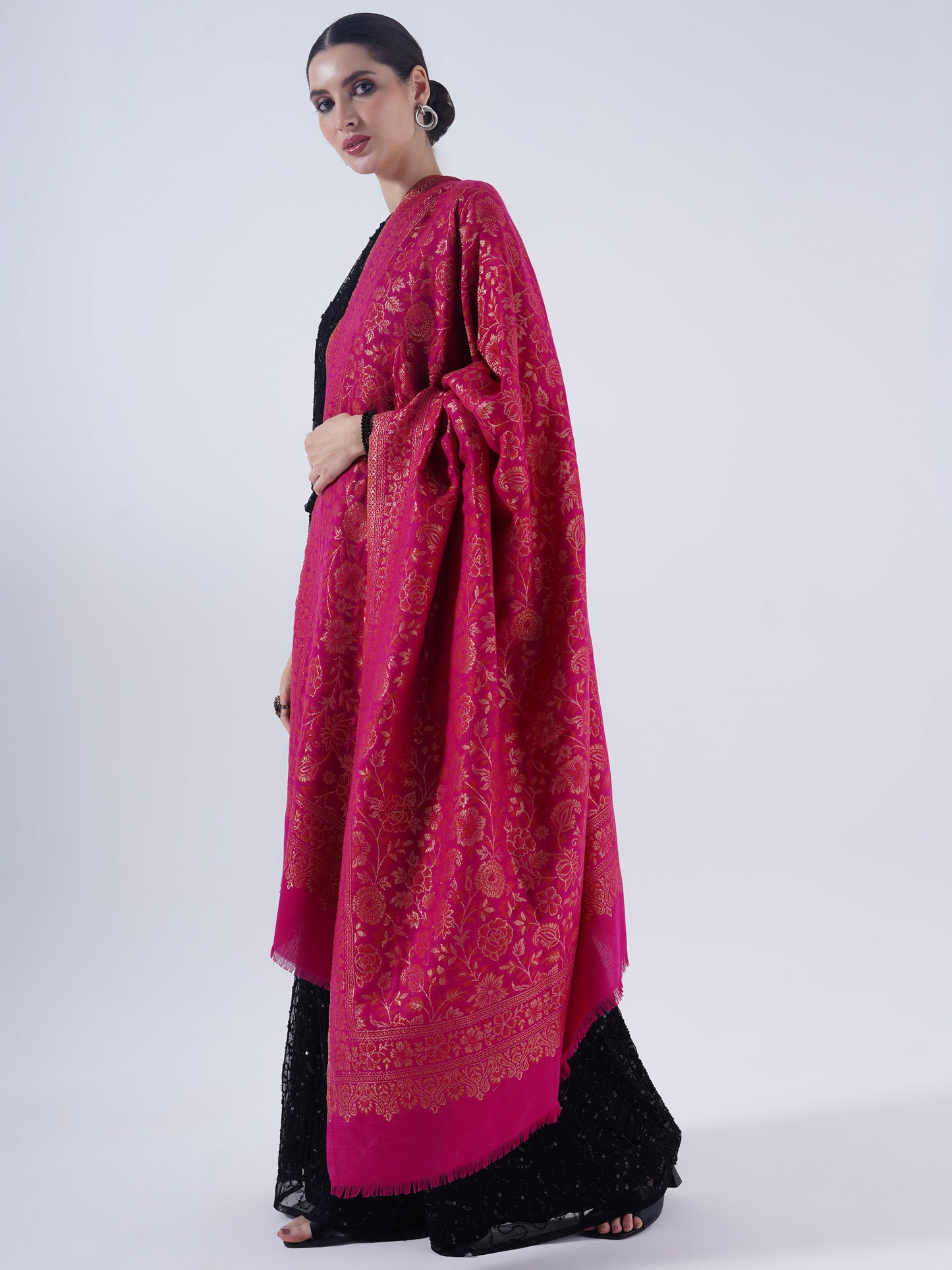 SOFT WOOL BLENDED SHAWL WITH ZARI FOR WOMEN'S