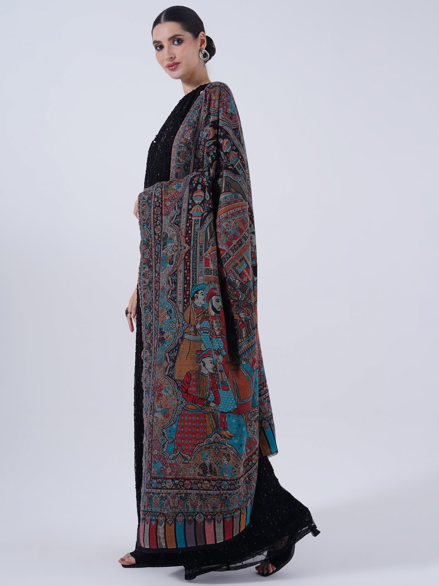 HERITAGE MUGHAL DARBAAR WOOLEN SHAWL FOR WOMEN FULL LENTH-EXTRA SOFT WOOL
