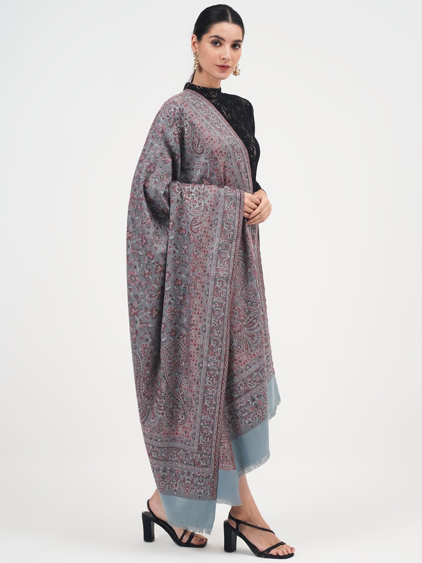 Women's Traditional Faux Pashmina Shawl - Midnight Blooms | Extra Soft & Lightweight