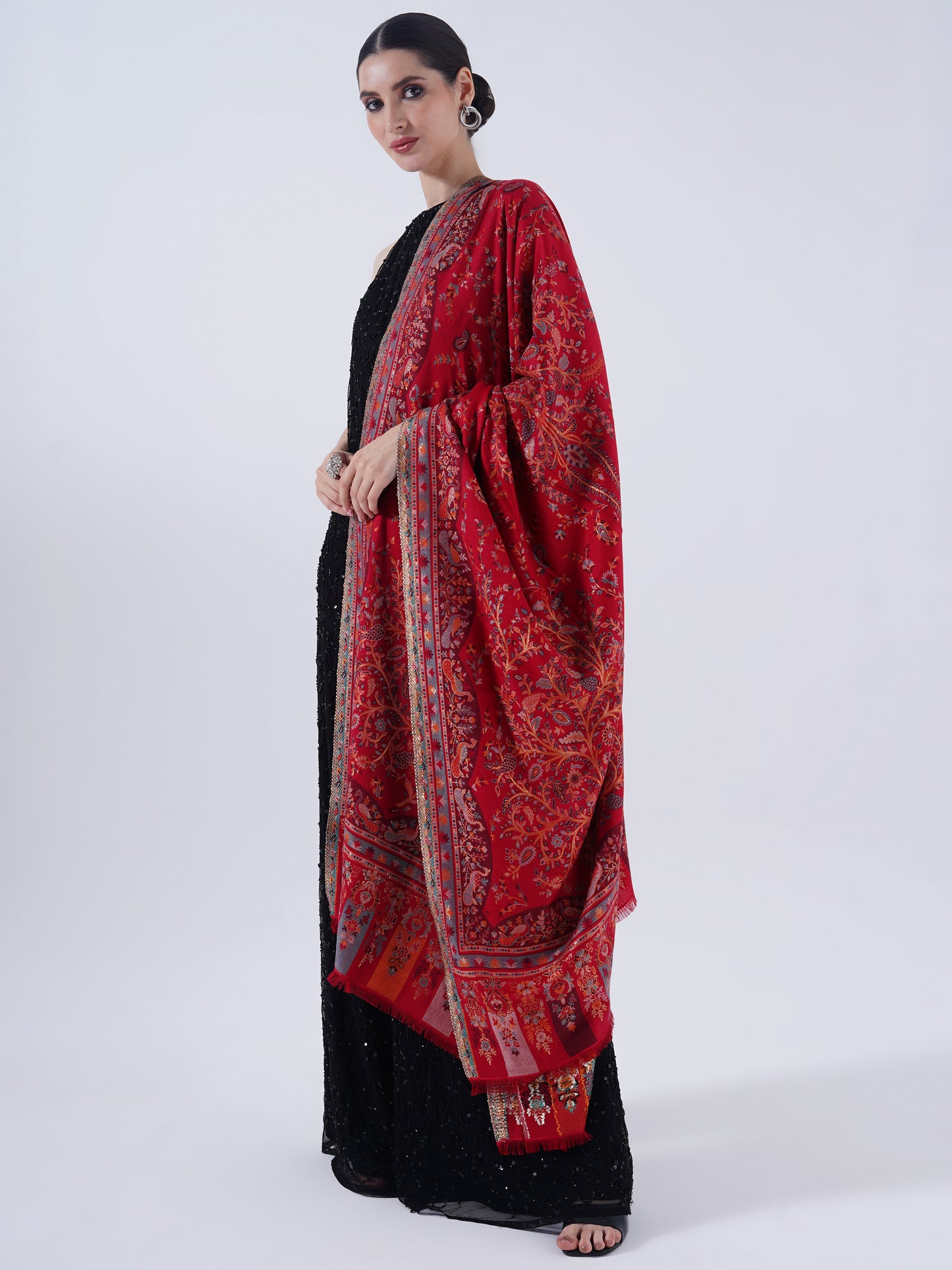 POLY FINE SHAWL FOR WOMEN'S with ZARI & FULL LENGTH