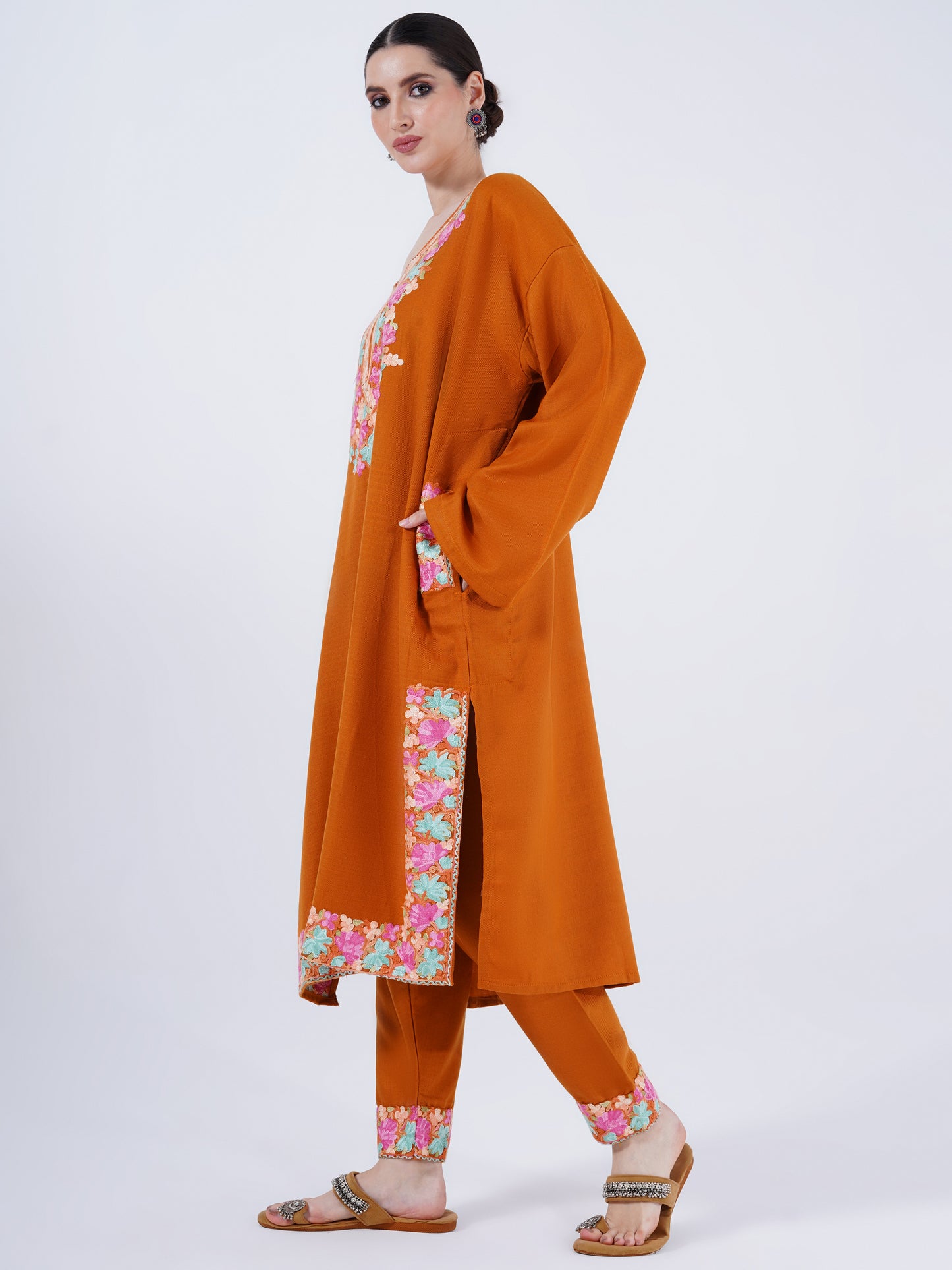 WOMEN UNSTITCHED AARI EMBROIDERY WORK ACRYLIC SUIT