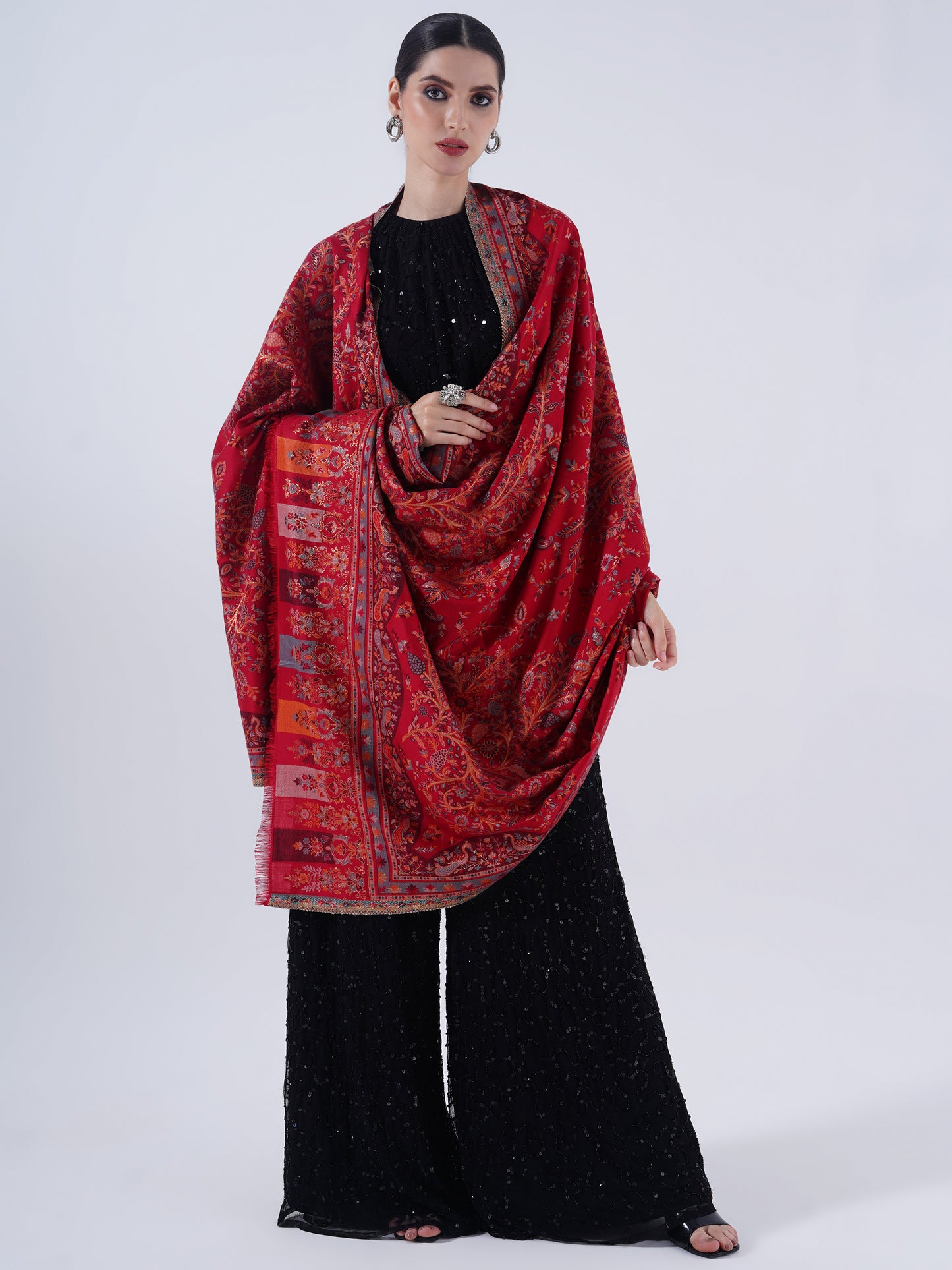 POLY FINE SHAWL FOR WOMEN'S with ZARI & FULL LENGTH