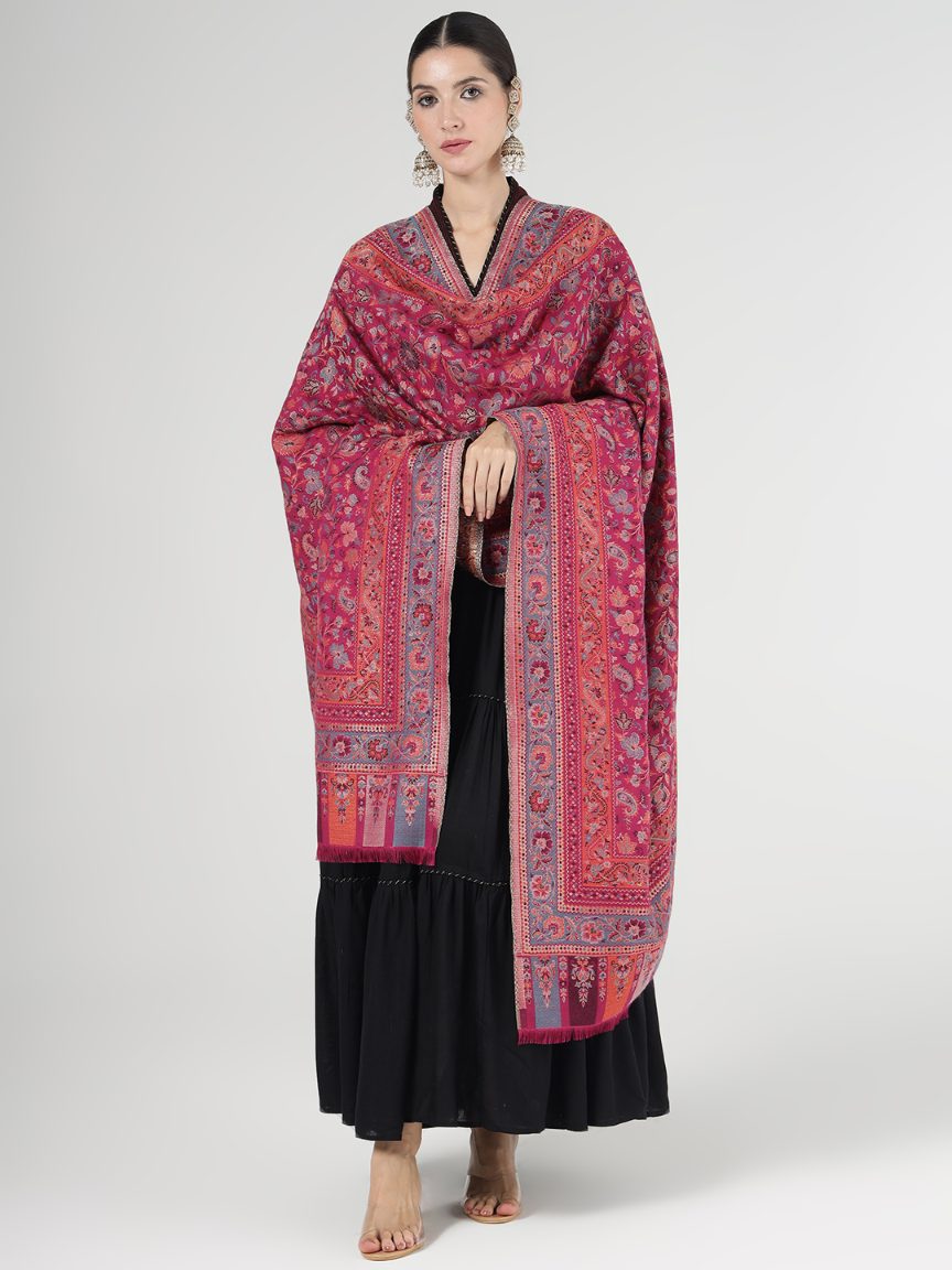 Soft Bamboo Modal Shawl with Zari for Women - Rich Pink | Full Size, Soft & Eco-friendly