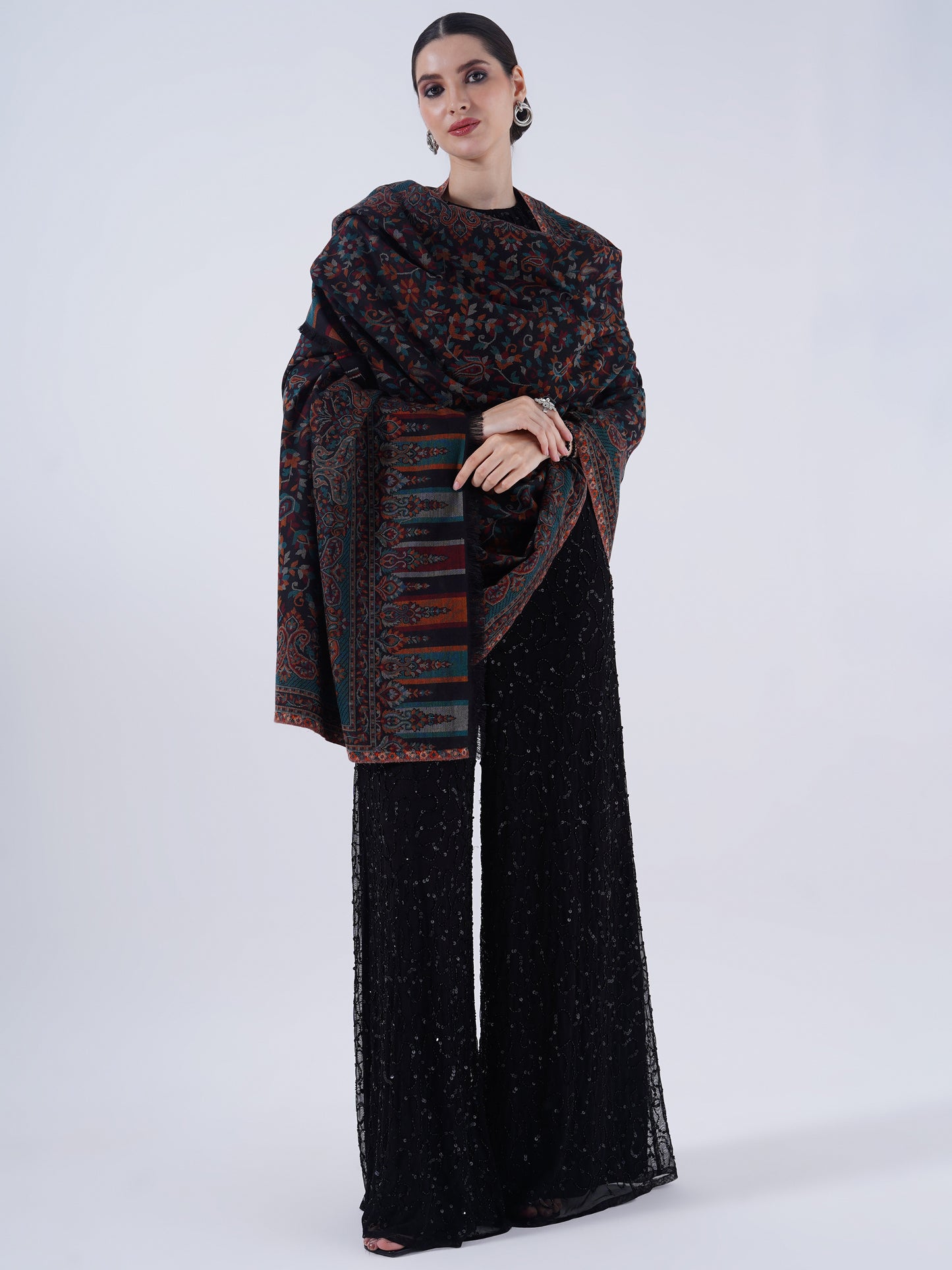 WOMEN'S TRADITIONAL POLY FINE WOOLEN SHAWL