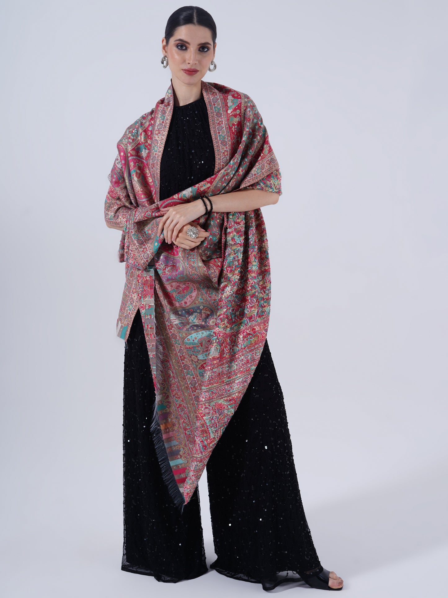 WOMEN'S TRADITIONAL SILK MUGHAL DARBAAR SHAWL