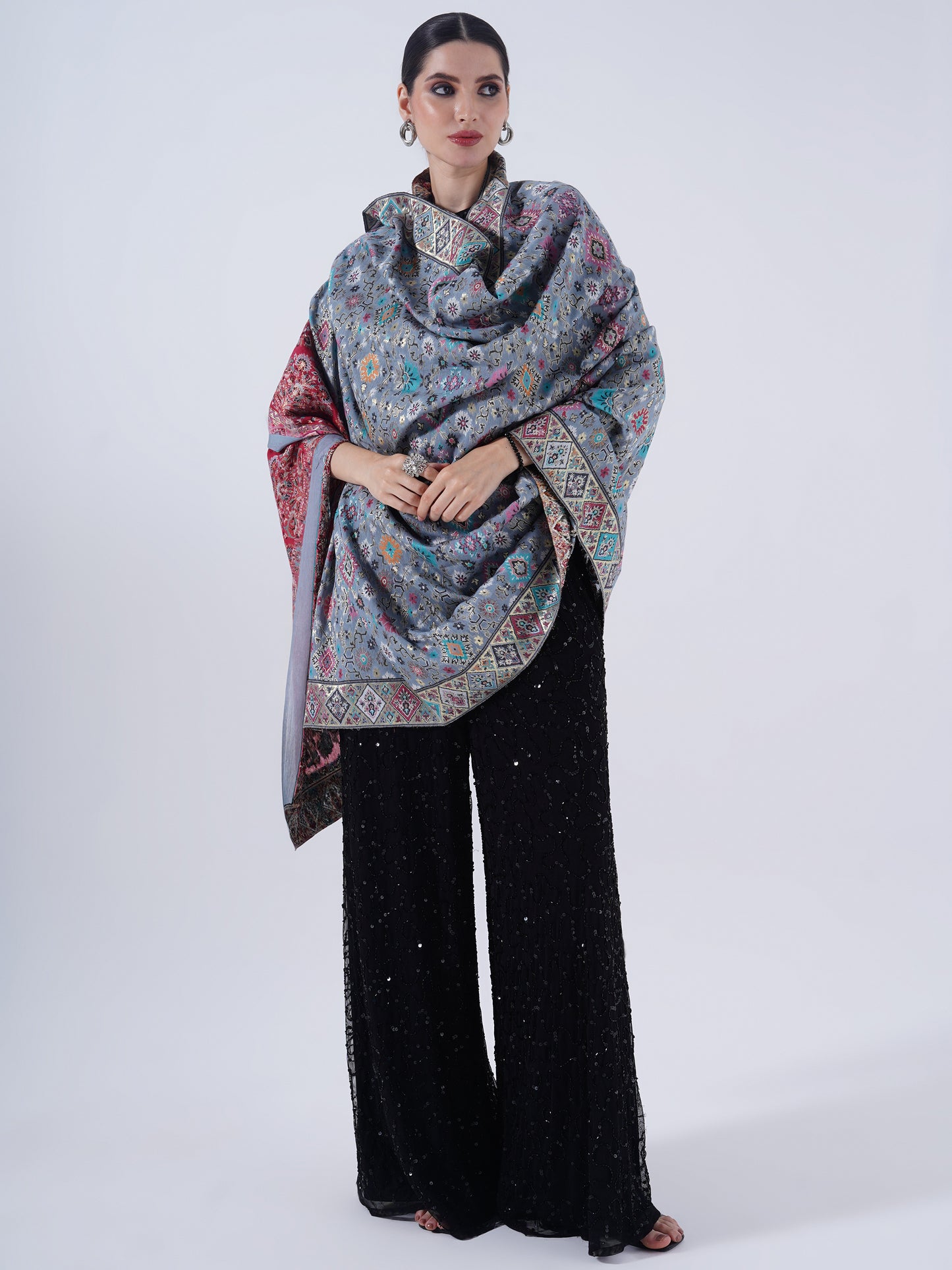 WOMEN'S TRADITIONAL SILK SHAWL FULL LENTH
