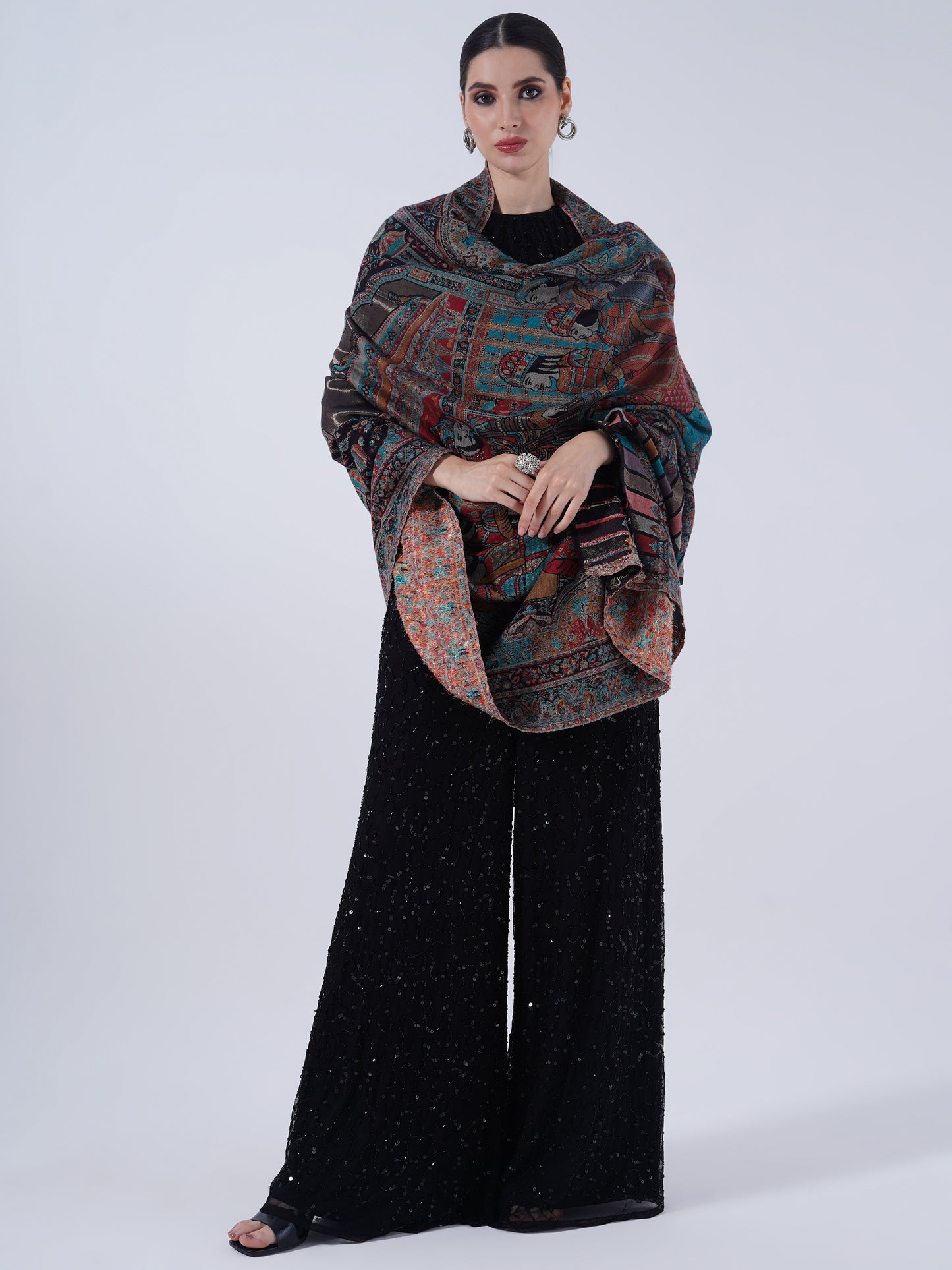 HERITAGE MUGHAL DARBAAR WOOLEN SHAWL FOR WOMEN FULL LENTH-EXTRA SOFT WOOL