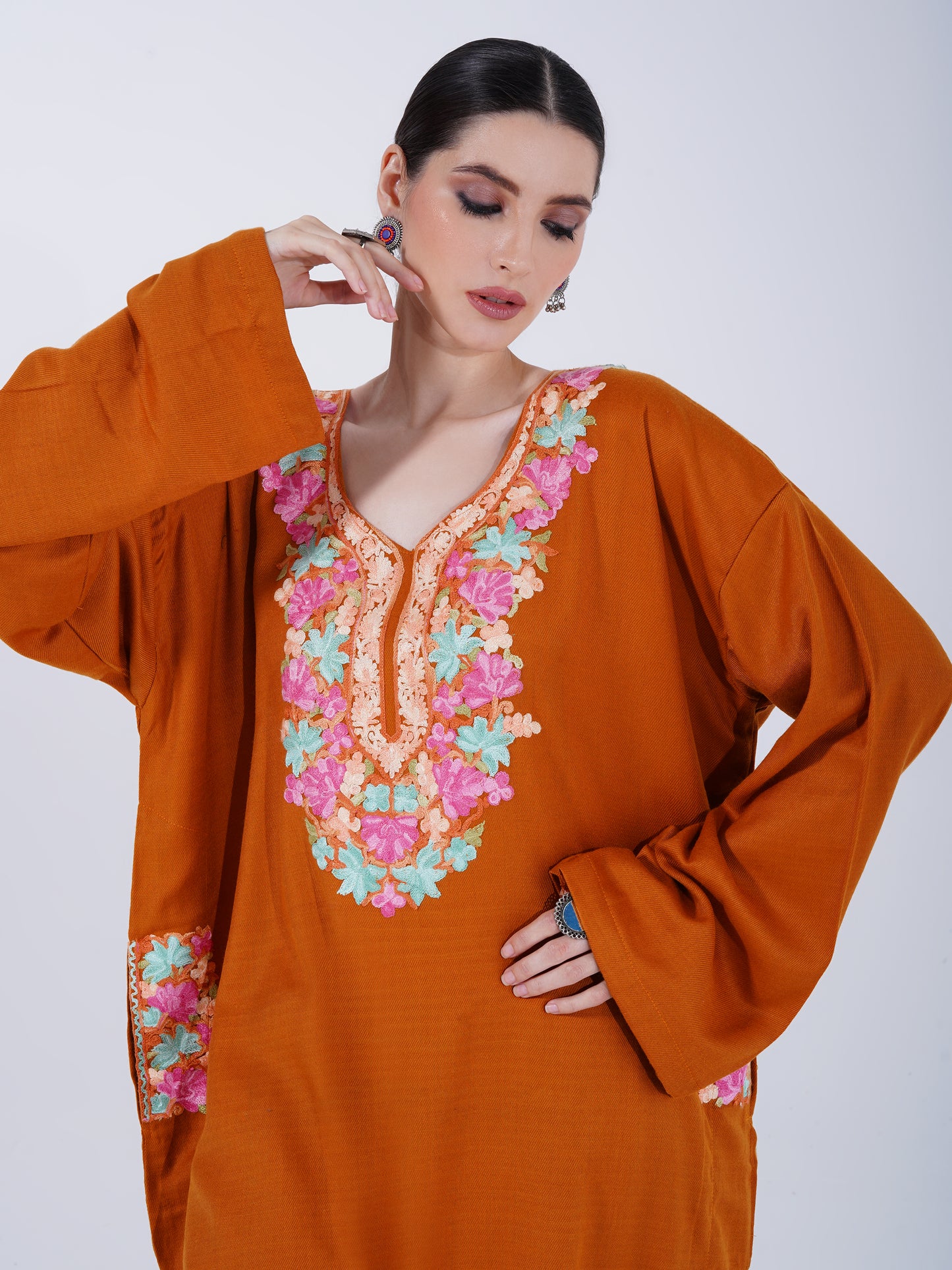 WOMEN UNSTITCHED AARI EMBROIDERY WORK ACRYLIC SUIT