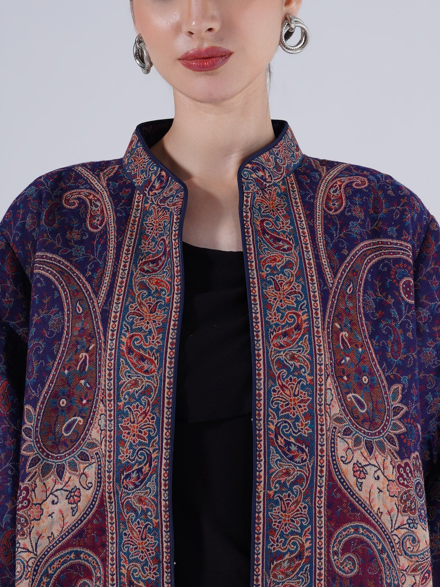 UNSTITCHED VINTAGE JAMAWAR JACKET-CRIMSON TAPESTRY