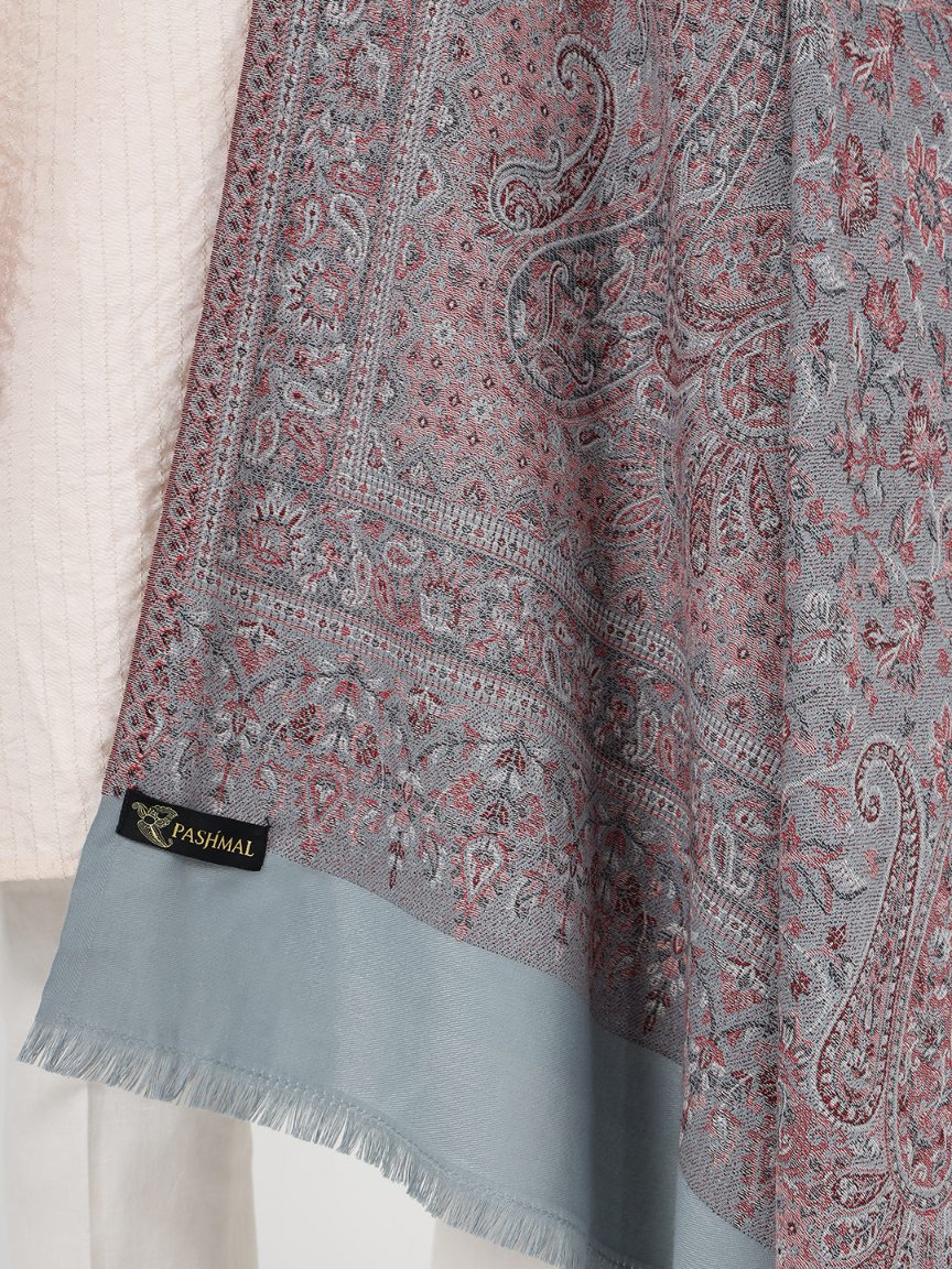 Men's Traditional Faux Pashmina Shawl - Slate Blossom | Extra Soft & Lightweight