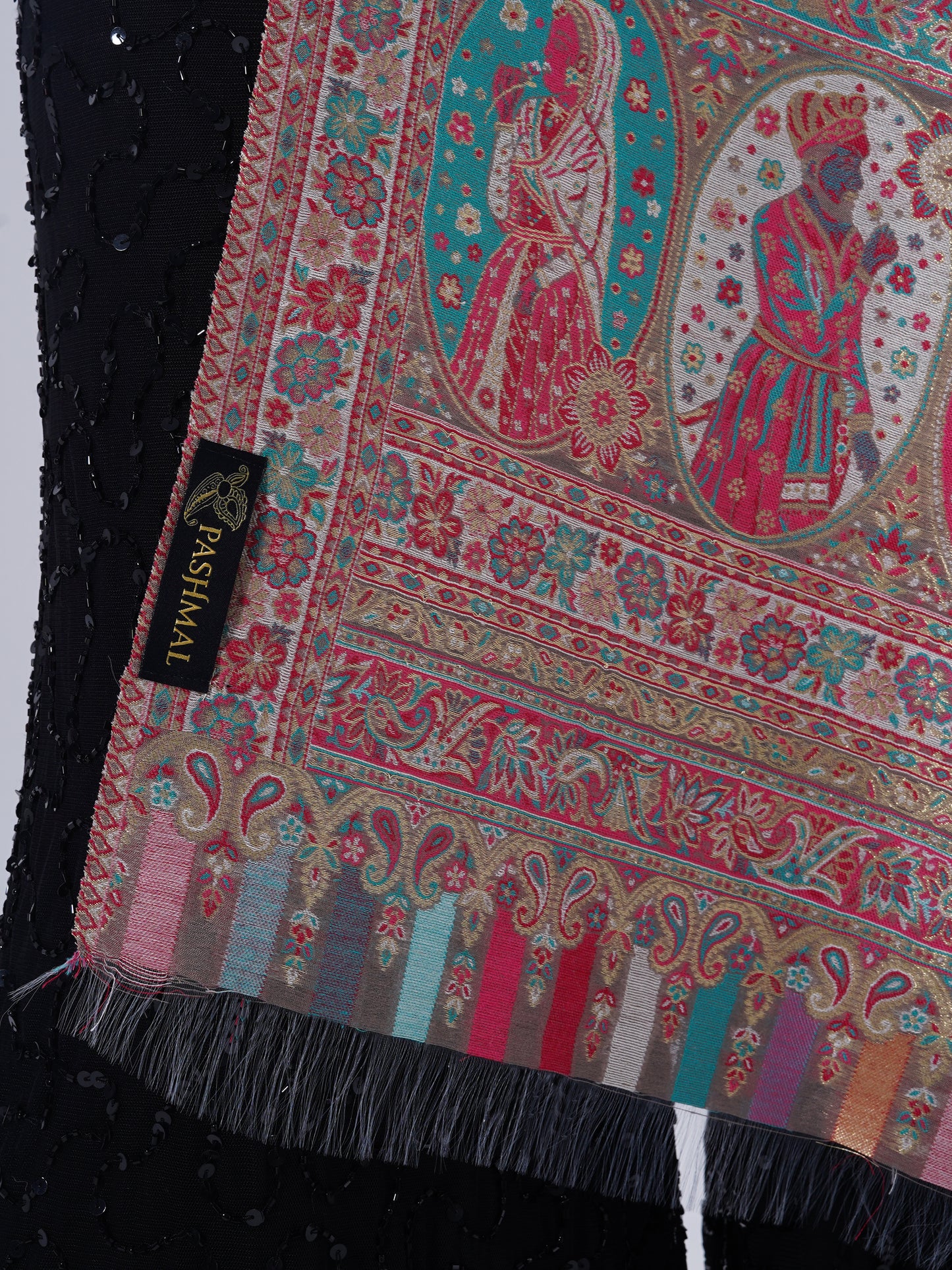 WOMEN'S TRADITIONAL SILK MUGHAL DARBAAR SHAWL