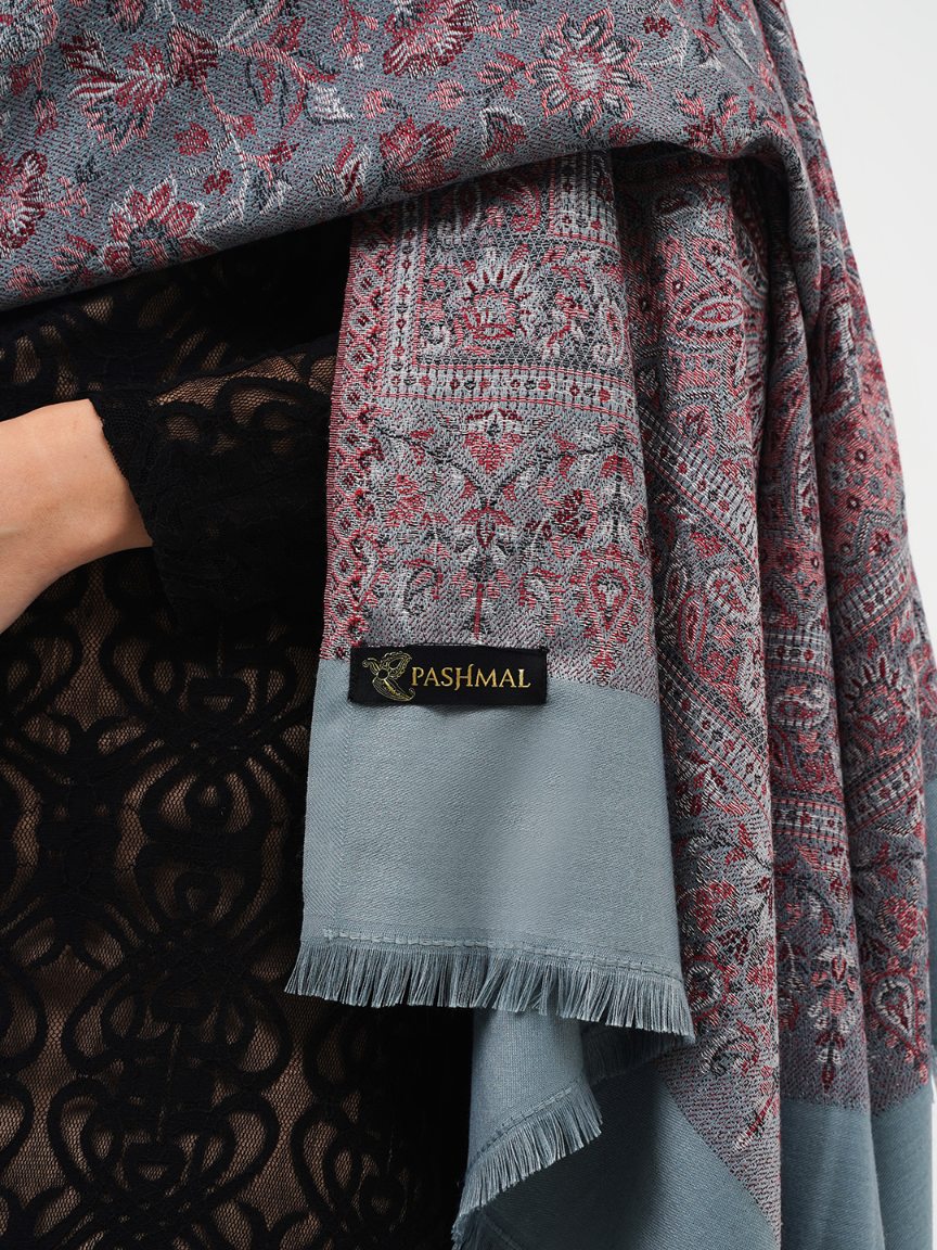 Women's Traditional Faux Pashmina Shawl - Midnight Blooms | Extra Soft & Lightweight