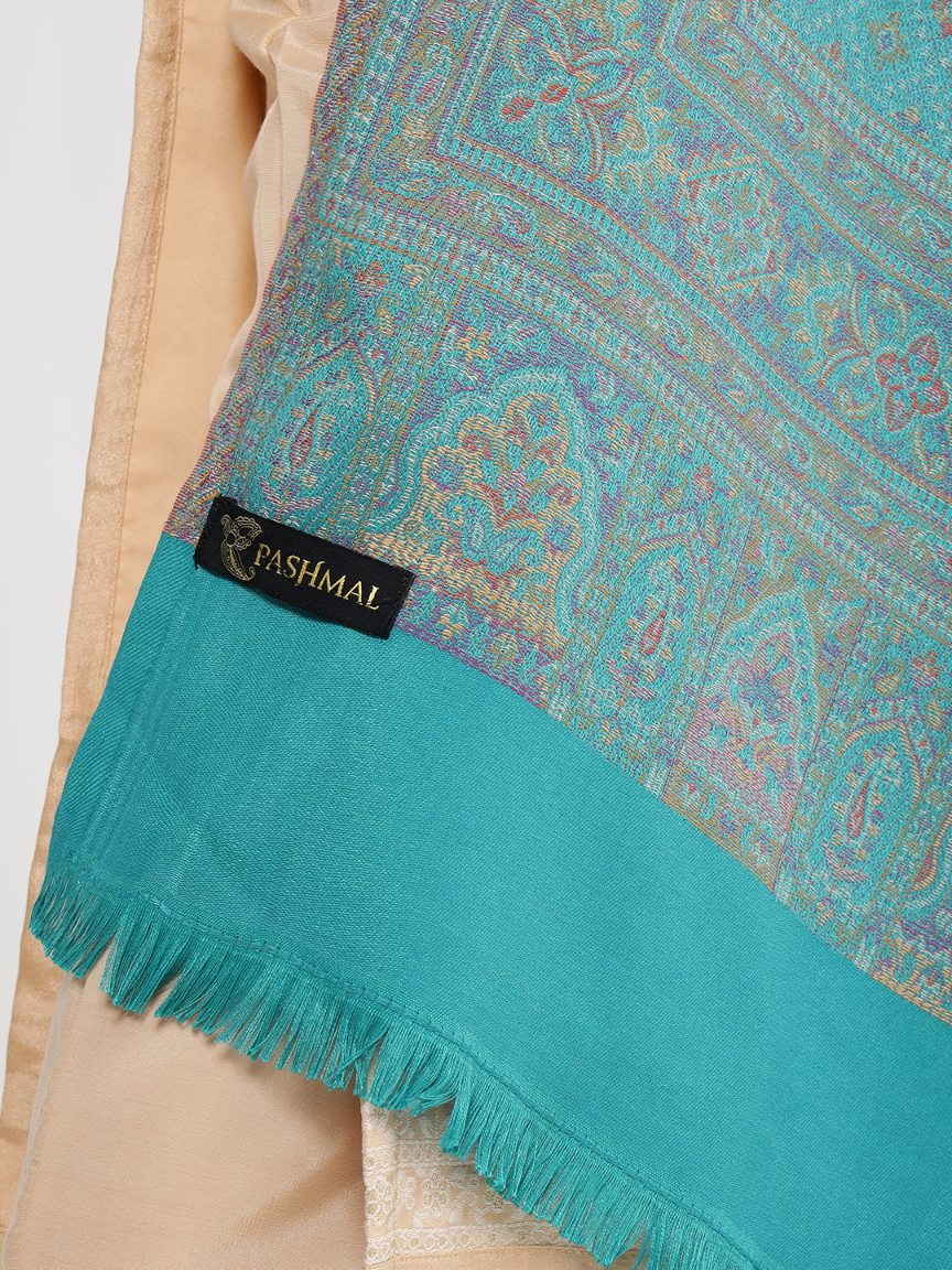 Women's Traditional Faux Pashmina Shawl - Aqua Serenity | Extra Soft & Lightweight