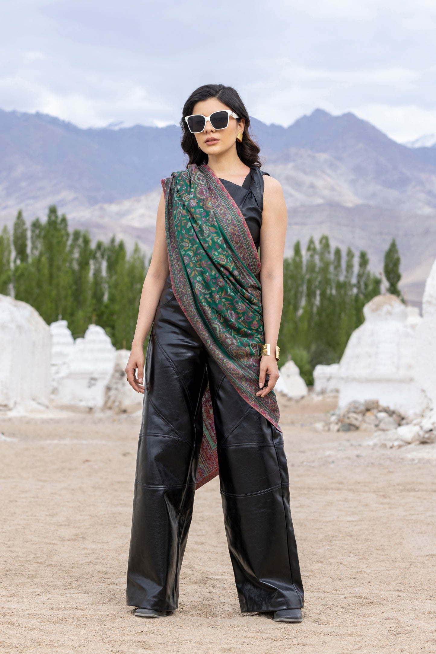 Antique Kashmiri Kani Stole for Women - Regal Green