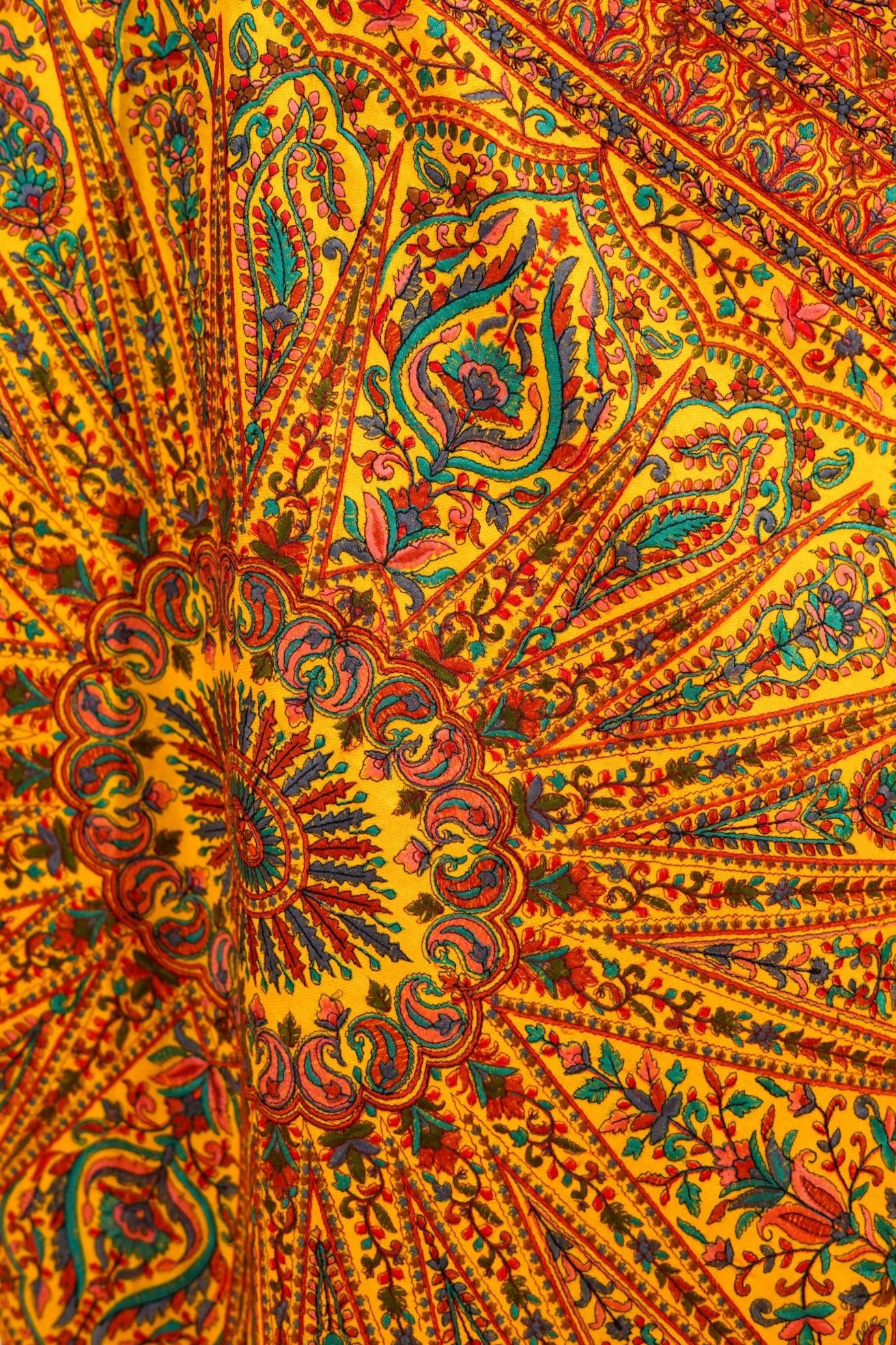 Heritage Embroidered Jaal Jamawar Shawl for Women - Vibrant Yellow