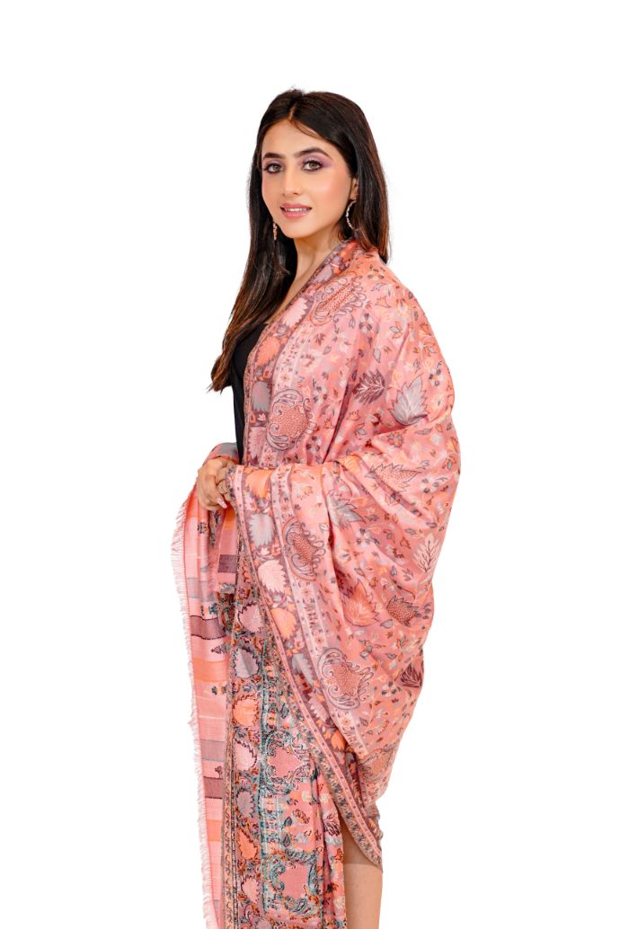 Traditional Bamboo Modal Peach Kani Shawl for Women