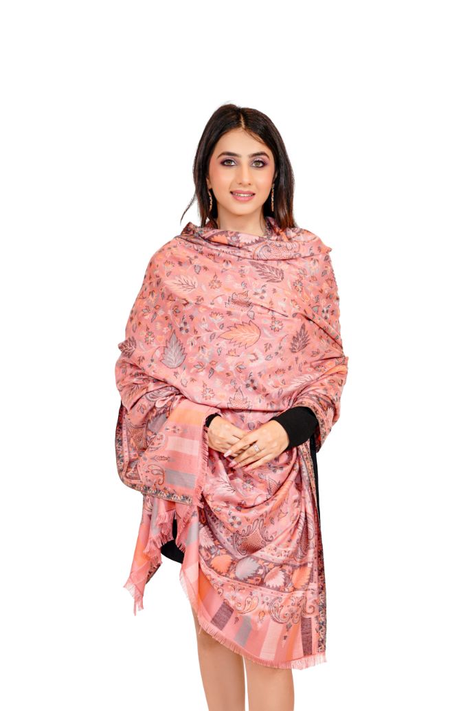 Traditional Bamboo Modal Peach Kani Shawl for Women