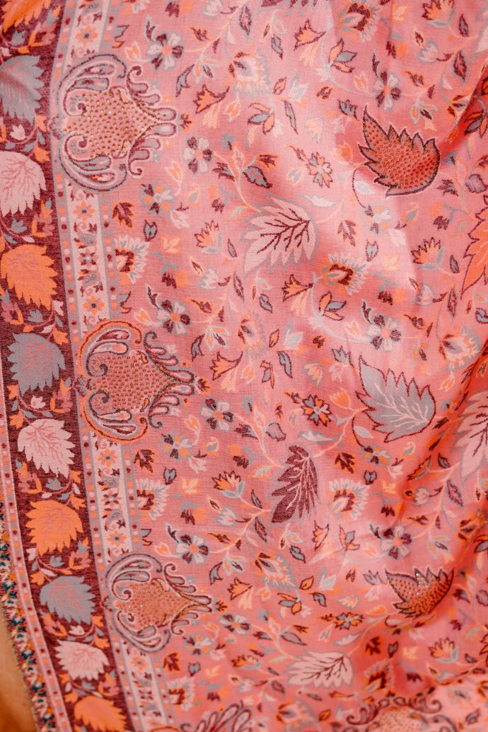 Traditional Bamboo Modal Peach Kani Shawl for Women