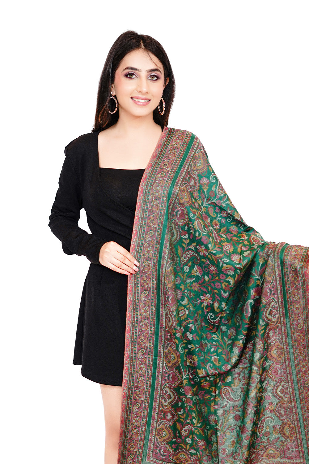 Antique Kashmiri Kani Stole for Women - Regal Green