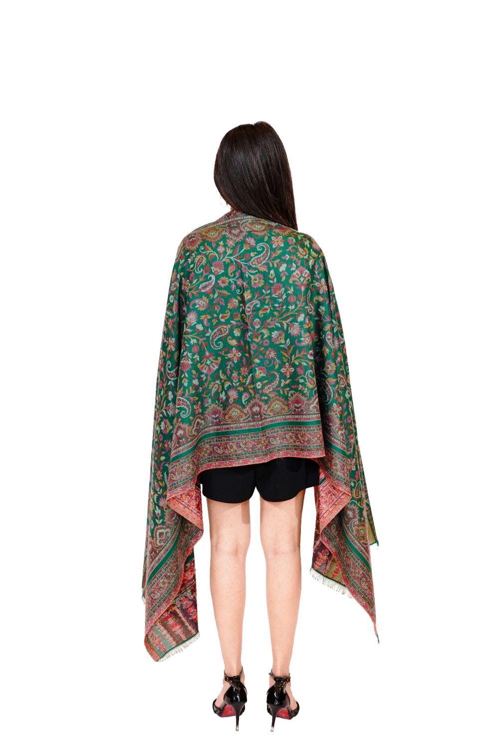 Antique Kashmiri Kani Stole for Women - Regal Green