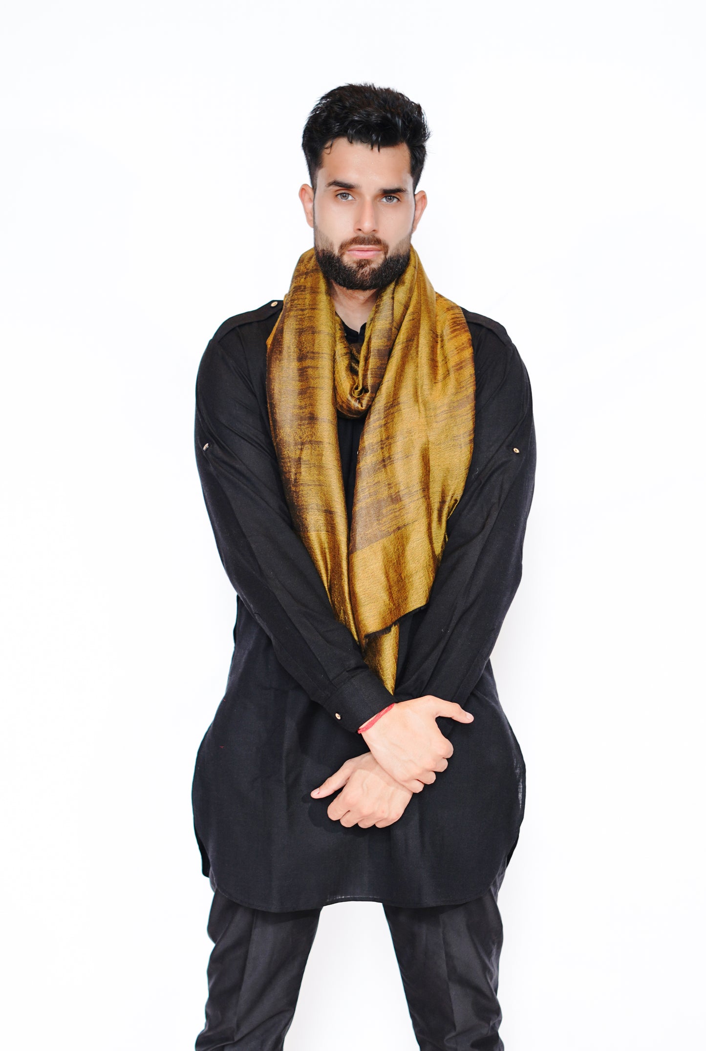Woollen Zari Stole for Men - Golden Glow | Extra Soft & Warm