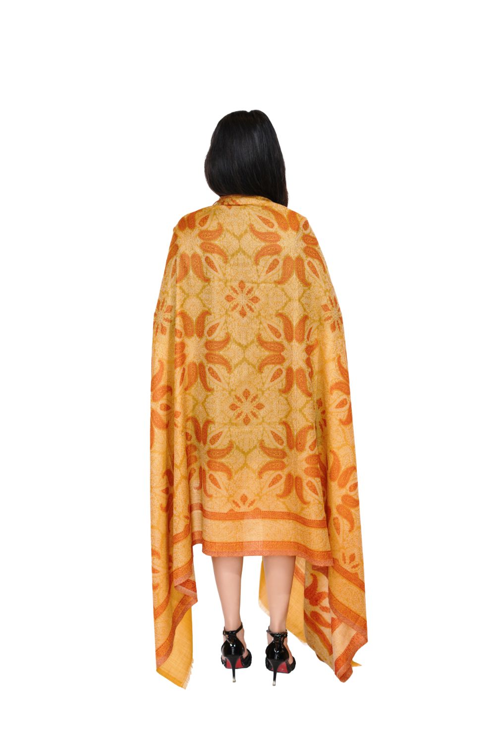 Women's Traditional Ethnic Weave Woollen Shawl - Vibranyt yellow