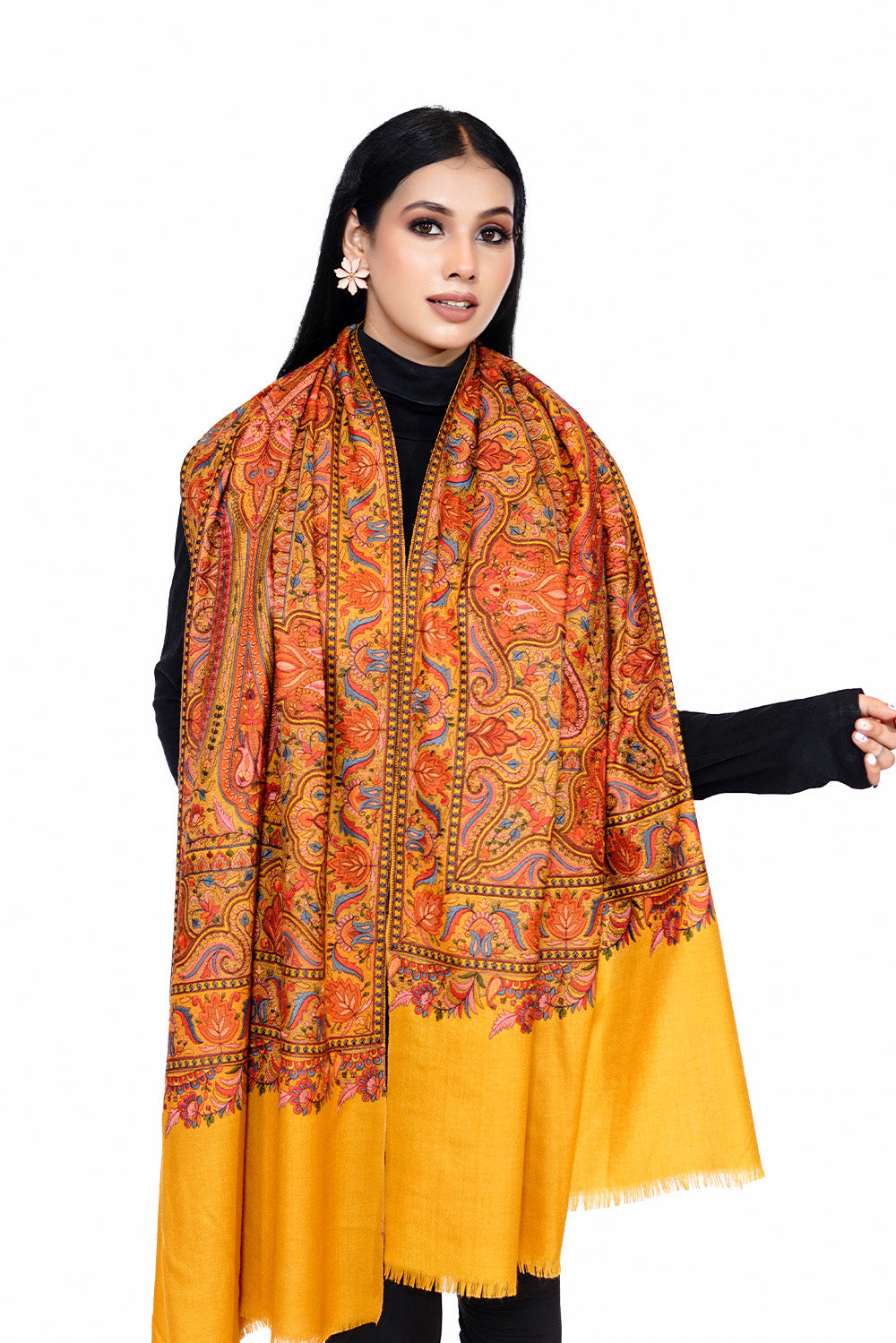 Heritage Jaal Jamawar Shawl for Women - Vibrant Yellow