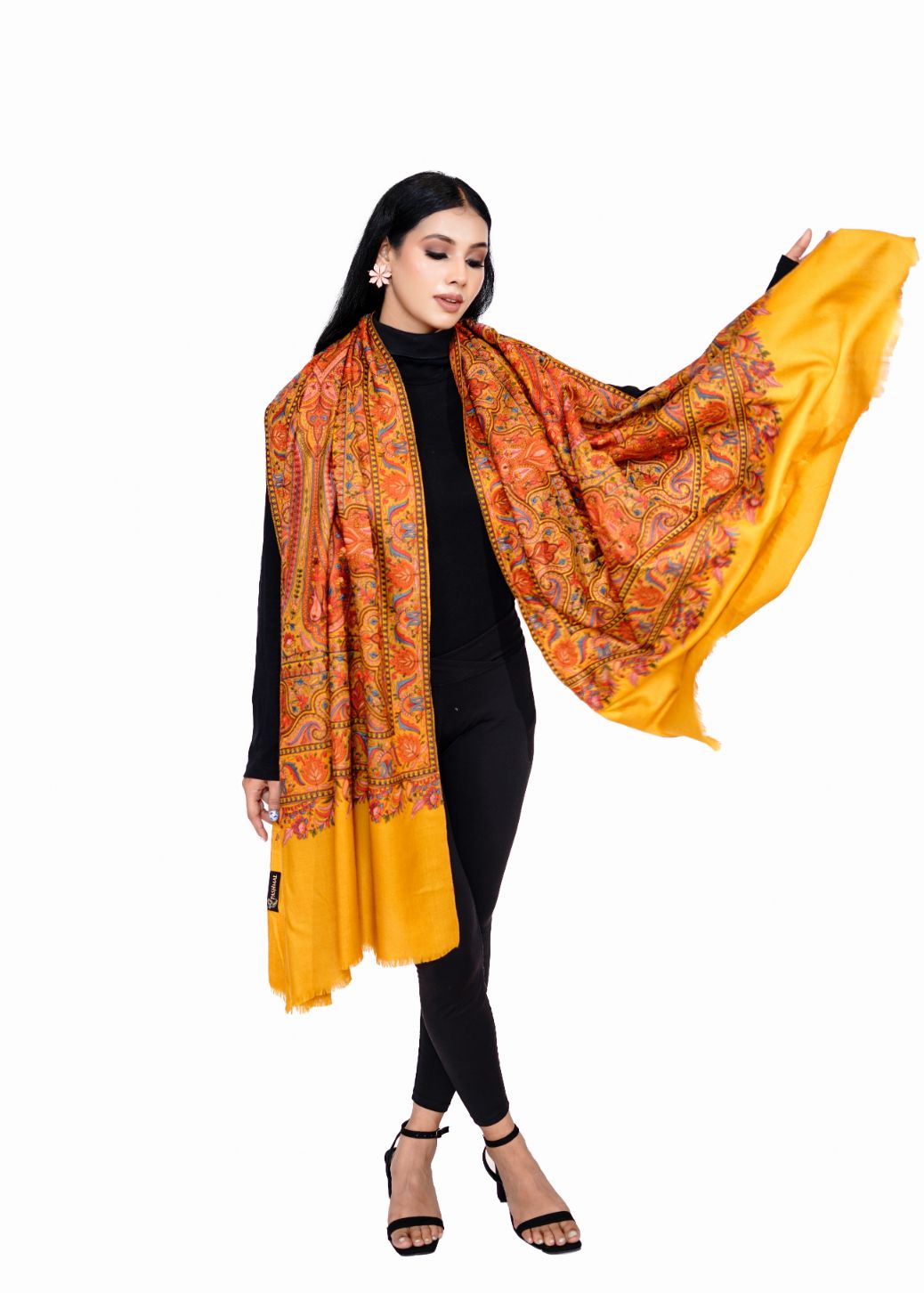 Heritage Jaal Jamawar Shawl for Women - Vibrant Yellow