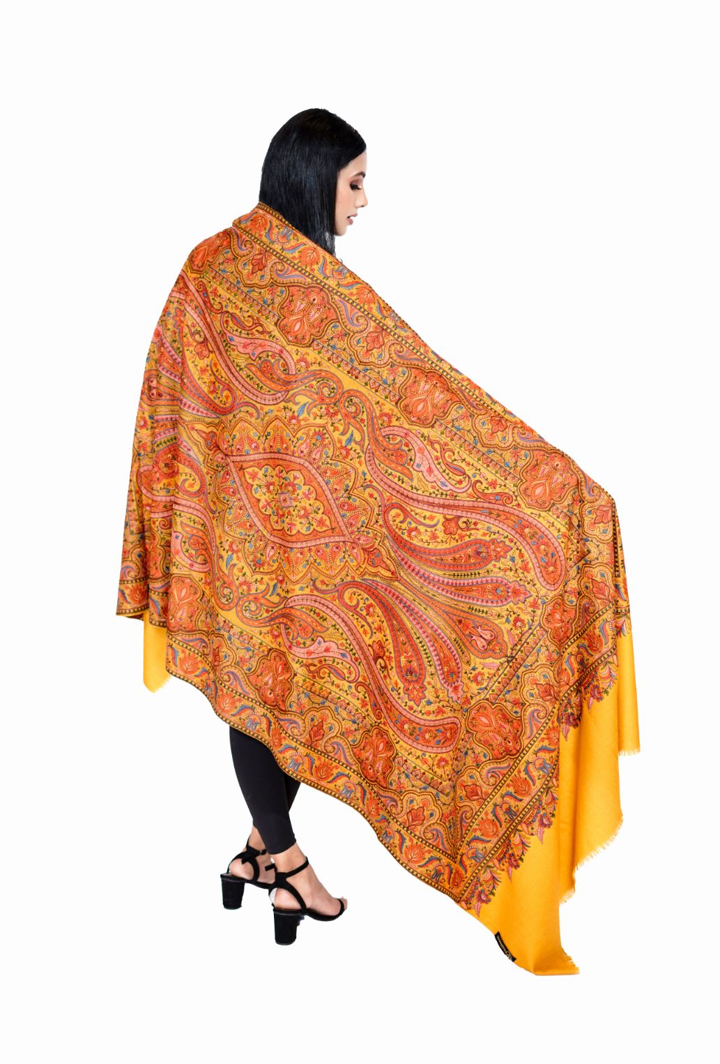 Heritage Jaal Jamawar Shawl for Women - Vibrant Yellow