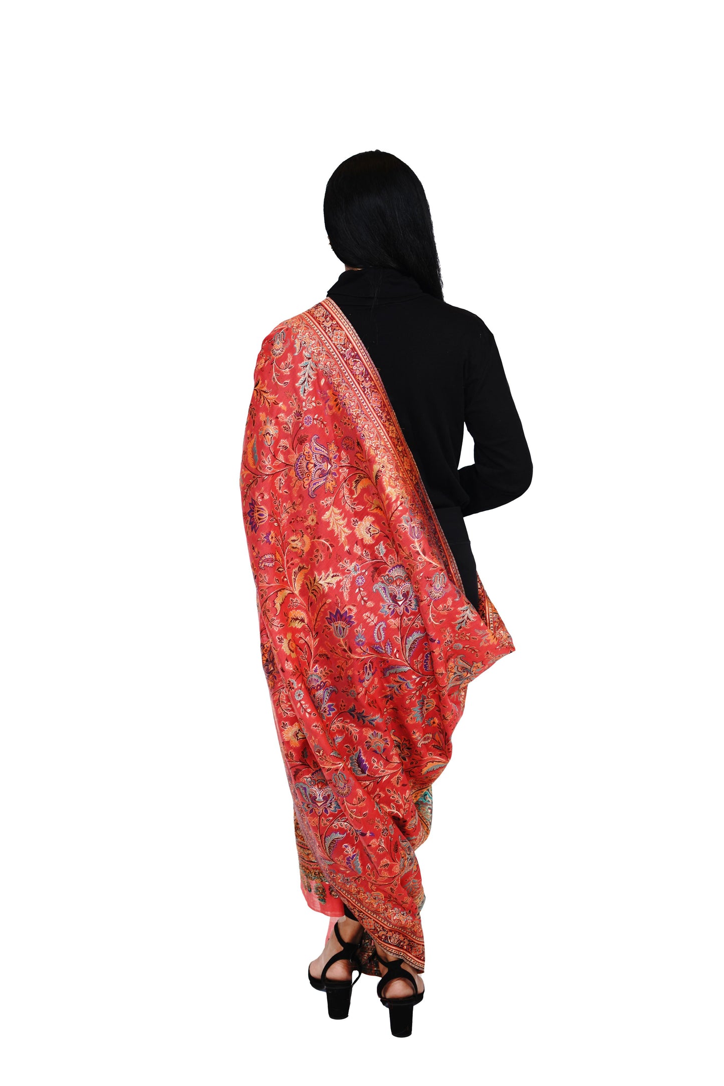 Heritage Peach Dupatta with Ethnic Motifs