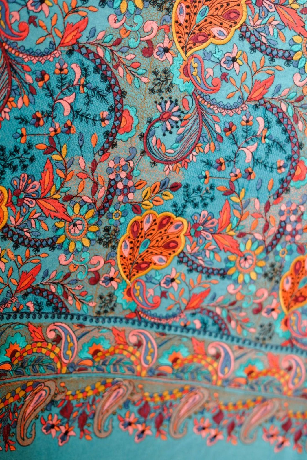 Heritage Jaal Jamawar Shawl for Women - Pastel Blue