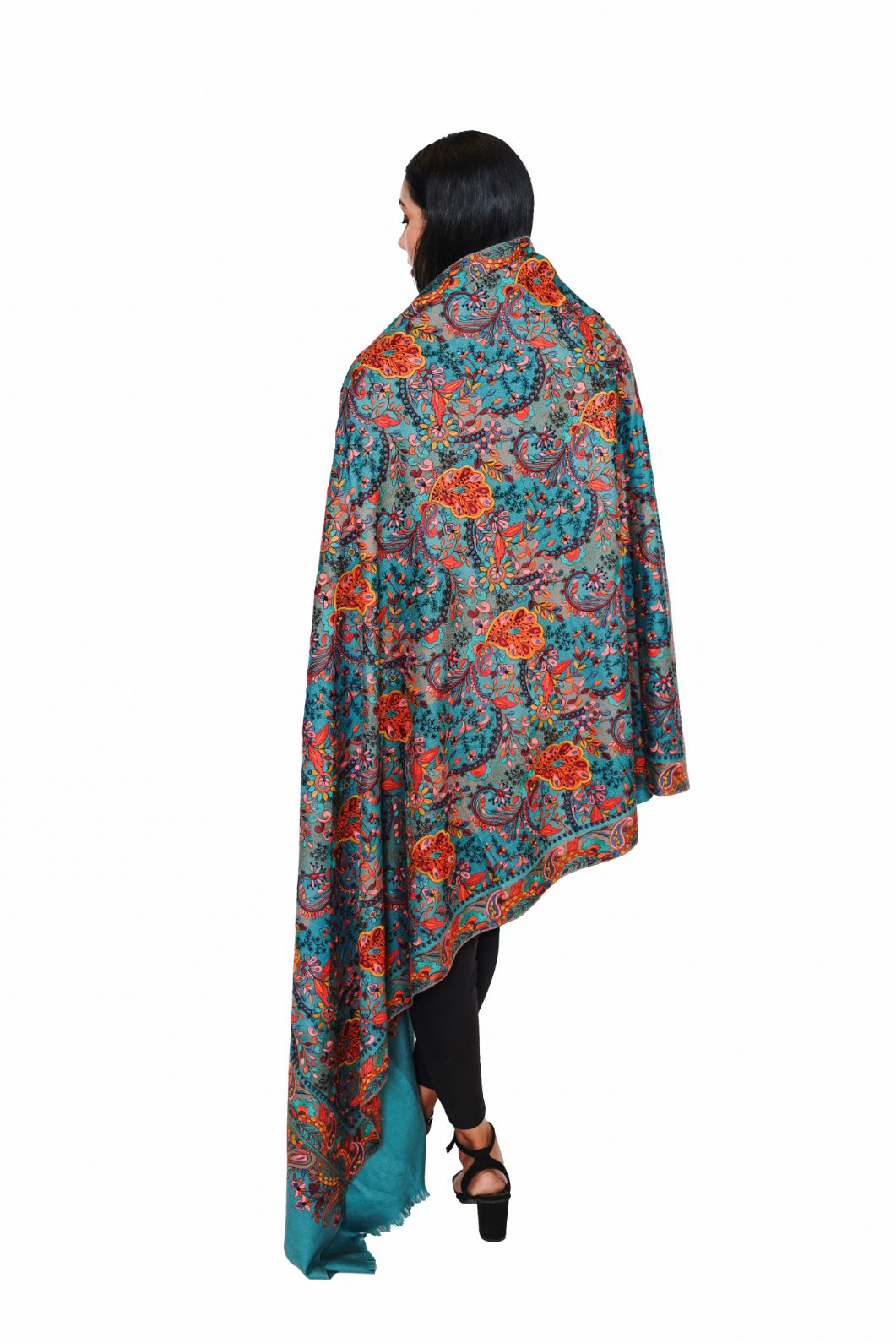 Heritage Jaal Jamawar Shawl for Women - Pastel Blue