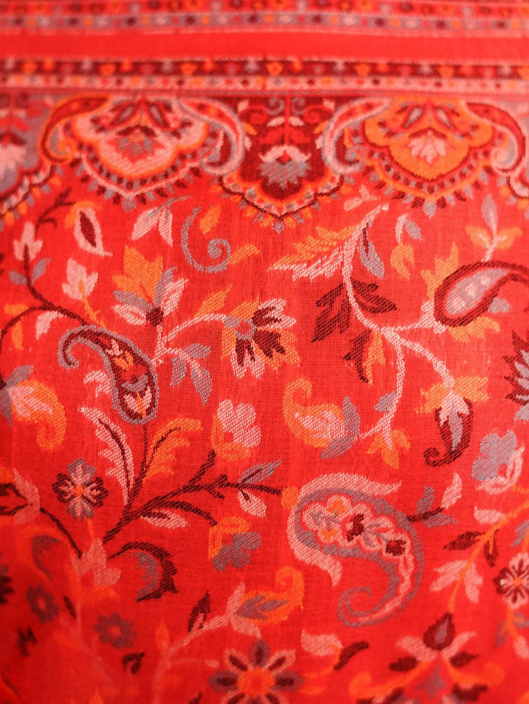 Traditional Bamboo Modal Red Kani Shawl for Women