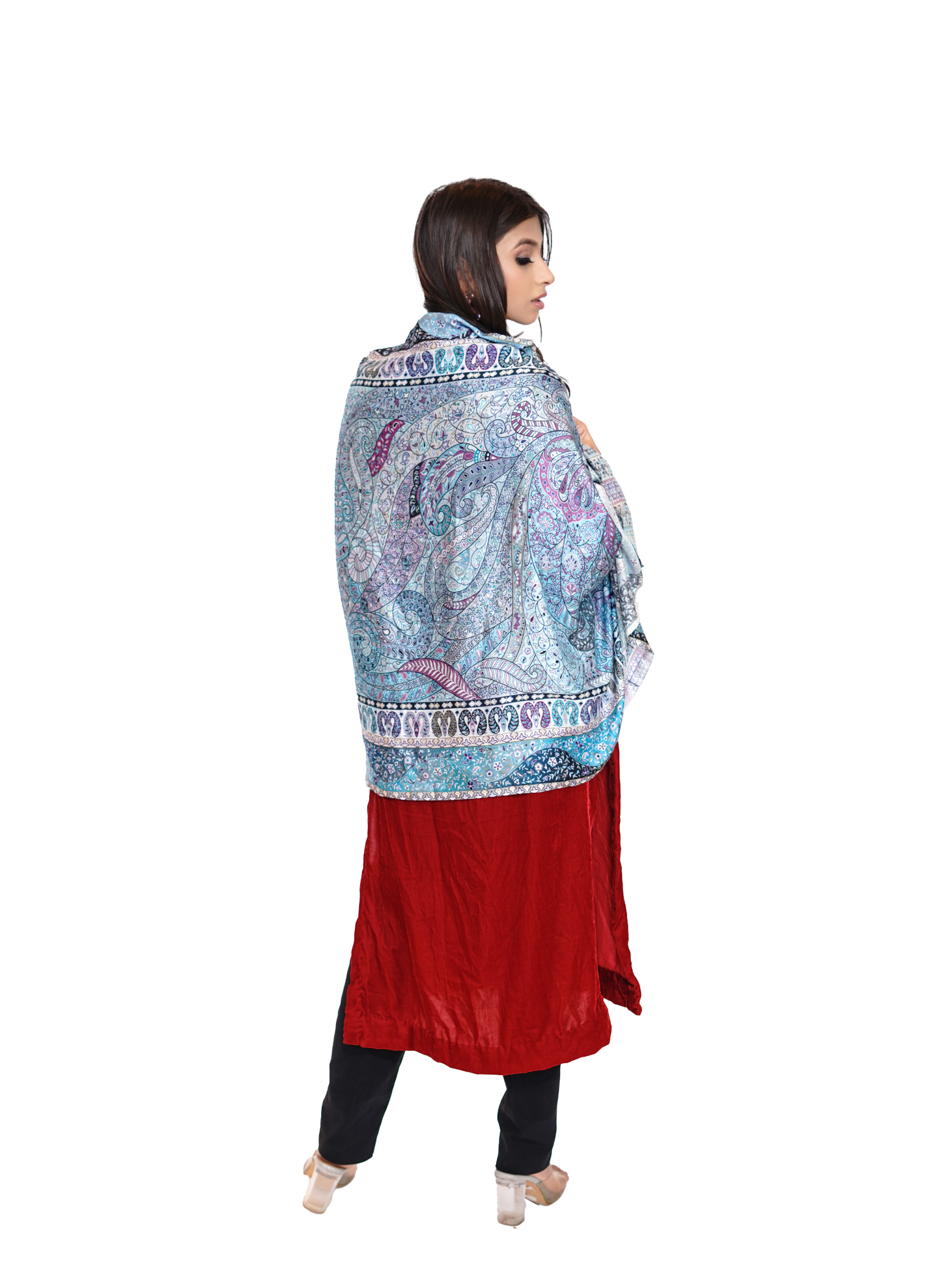 Soft Bamboo Modal Printed Stole for Women- Icy Blue