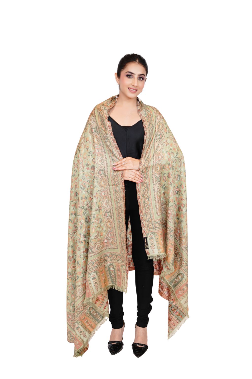 Traditional Bamboo Modal Ivory Kani Shawl for Women