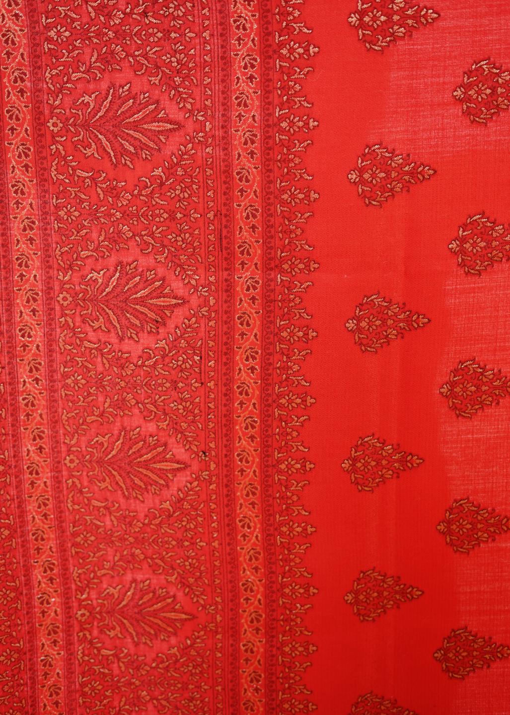 Women's Traditional Woollen Jamawar Shawl with Zari Work- Crimson Charm | Ultra Soft & Warm