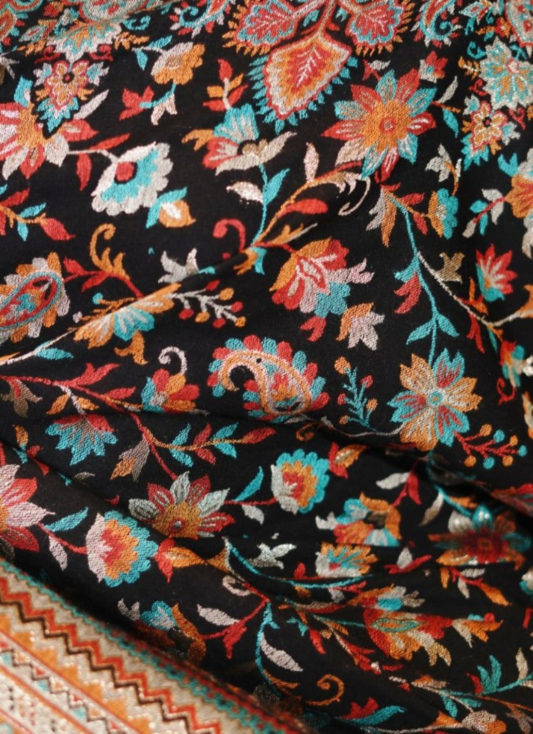 Soft Bamboo Modal Shawl with Zari for Women - Classic Black