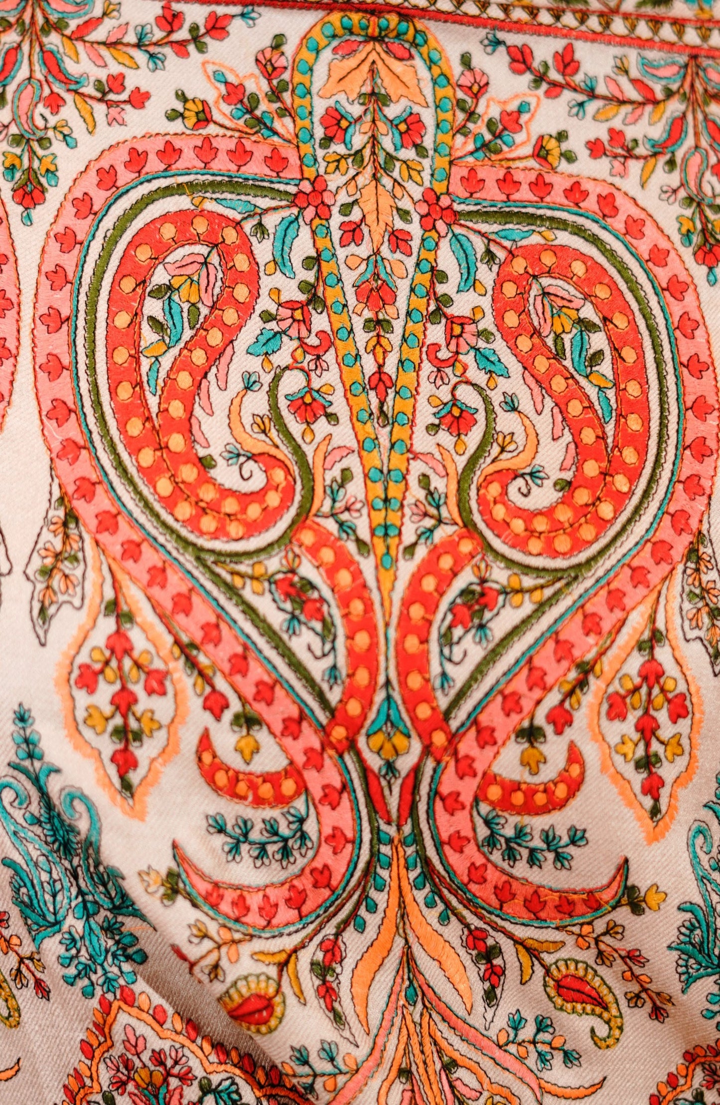 Heritage Embroidered Jaal Jamawar Shawl for Women - Pastel Hues