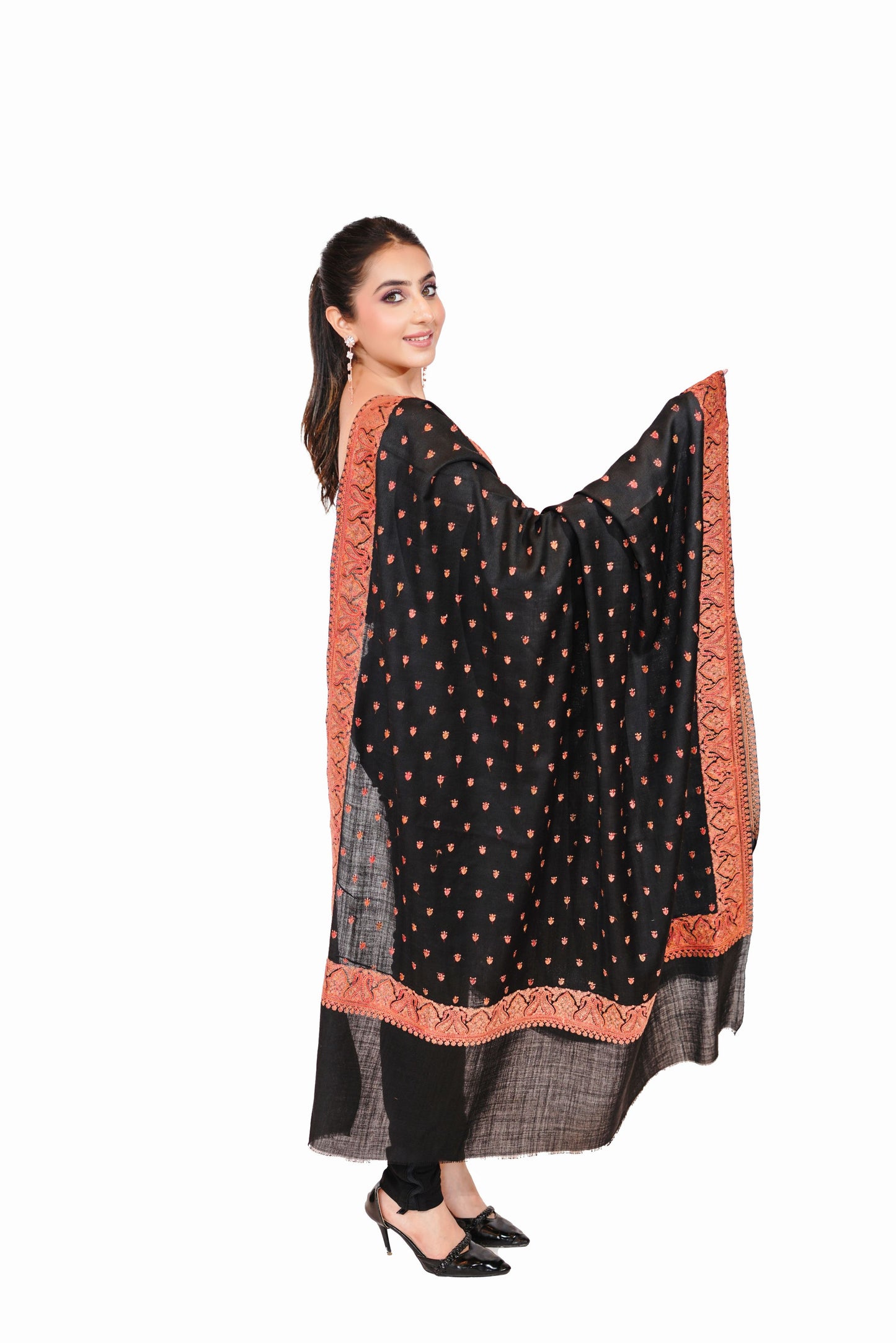 Heritage Booti Embroidered Woollen Shawl for Women