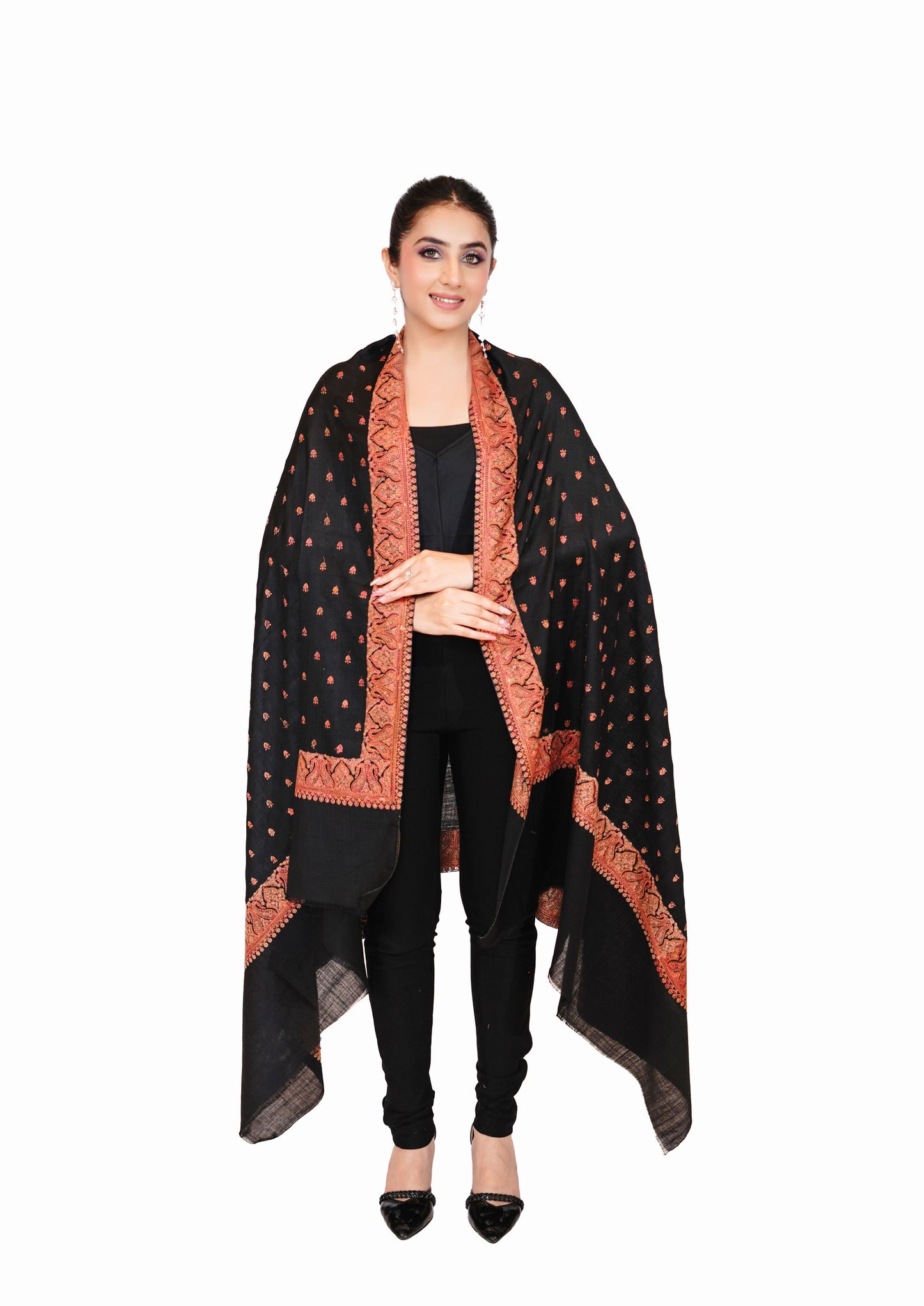 Heritage Booti Embroidered Woollen Shawl for Women
