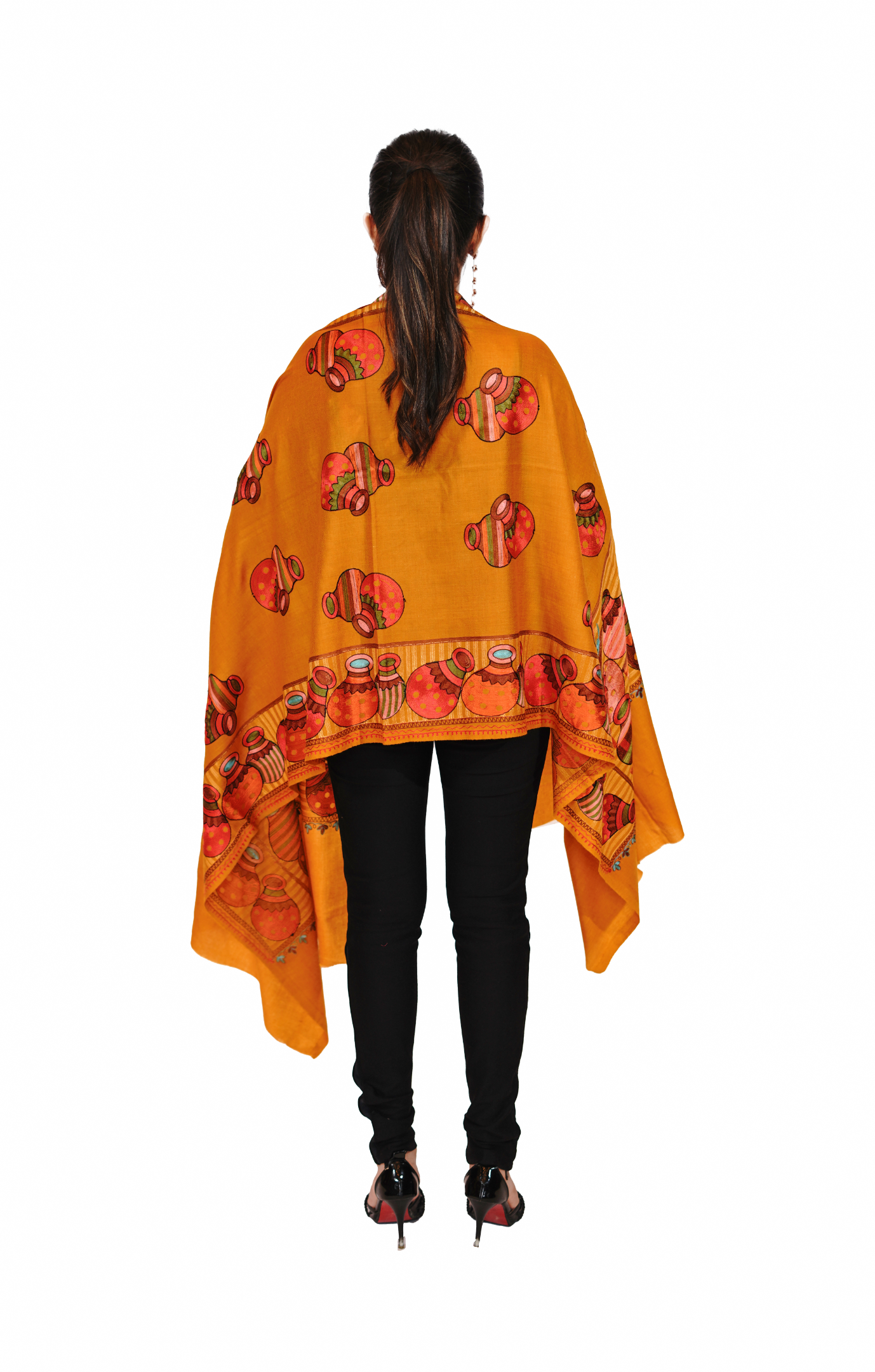 Wool Silk Embroidery Stole for Women - Rustic Charm